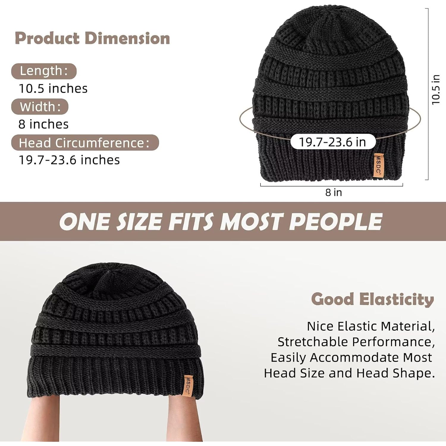 3 Pack Satin Lined beanie for Women, Warm - Image 2