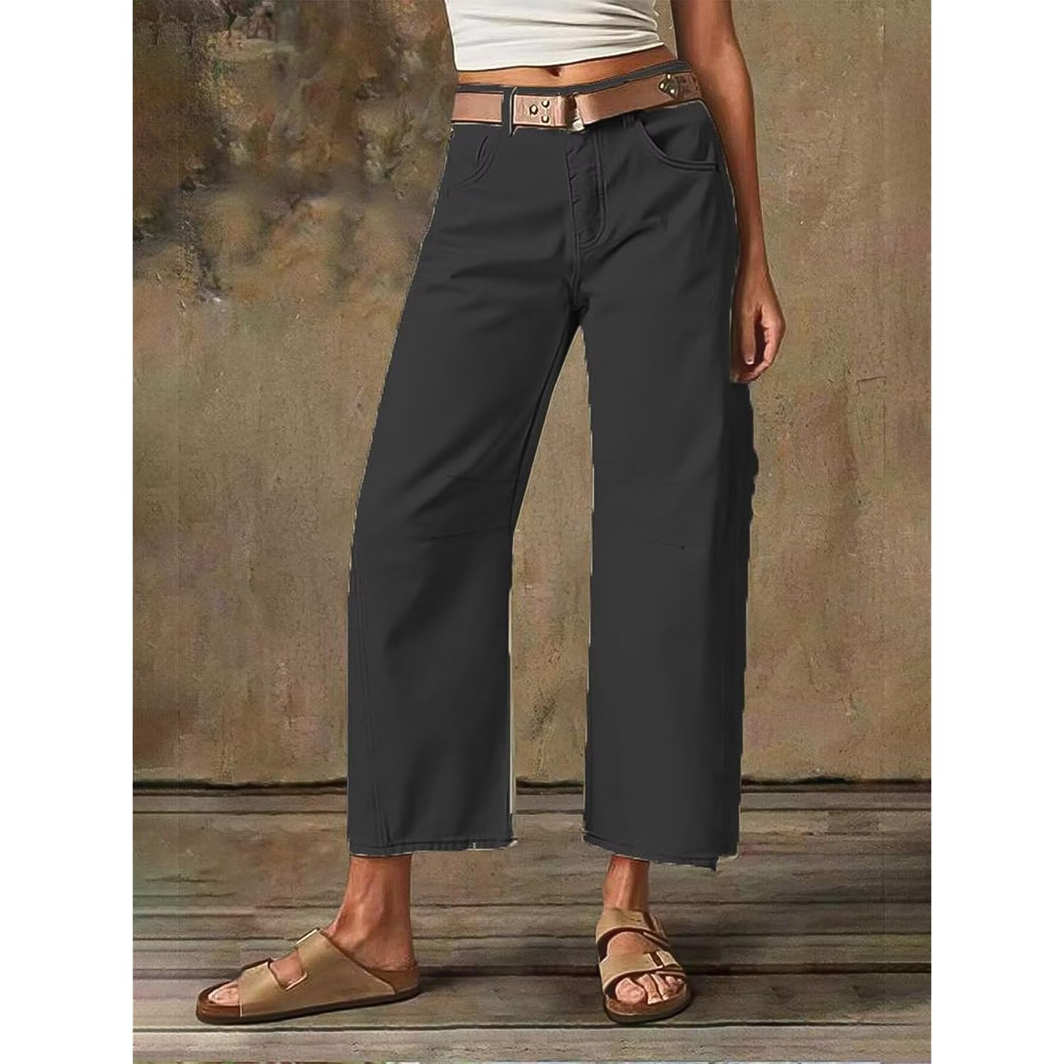 Flamingals Women’s Mid Waist Crop straight Leg jeans - Image 2