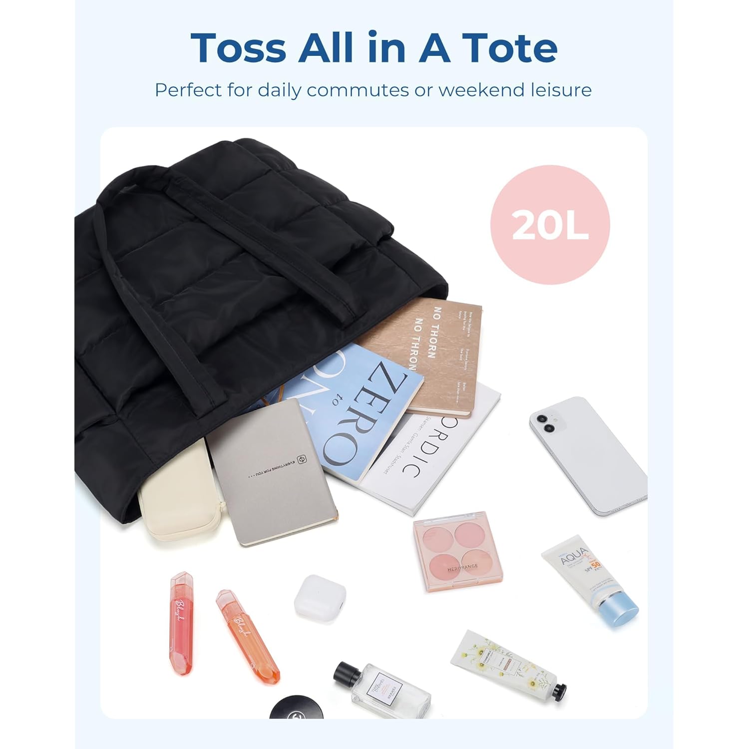 BAGSMART shopper Bag for Women, Lightweight Puffy shopper - Image 7