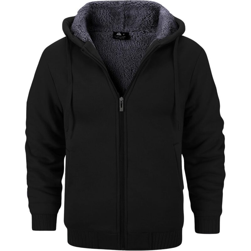 GEEK LIGHTING Men’s Fleece-Lined Zip Up Hoodie, Thick