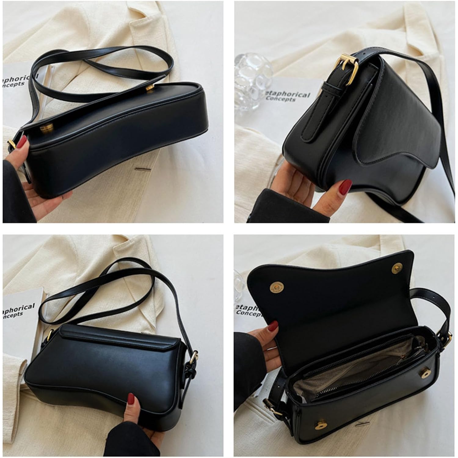 Axelväska for Women Y2K Trendy Purse Vegan läder - Image 5