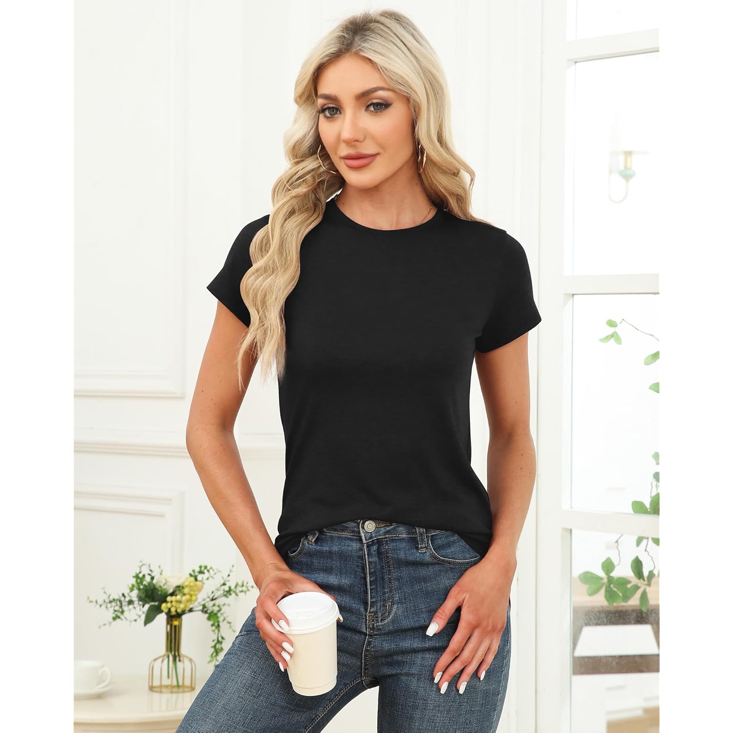 Memorose Dam kortärmad topp Summer T skjorta Round - Image 2