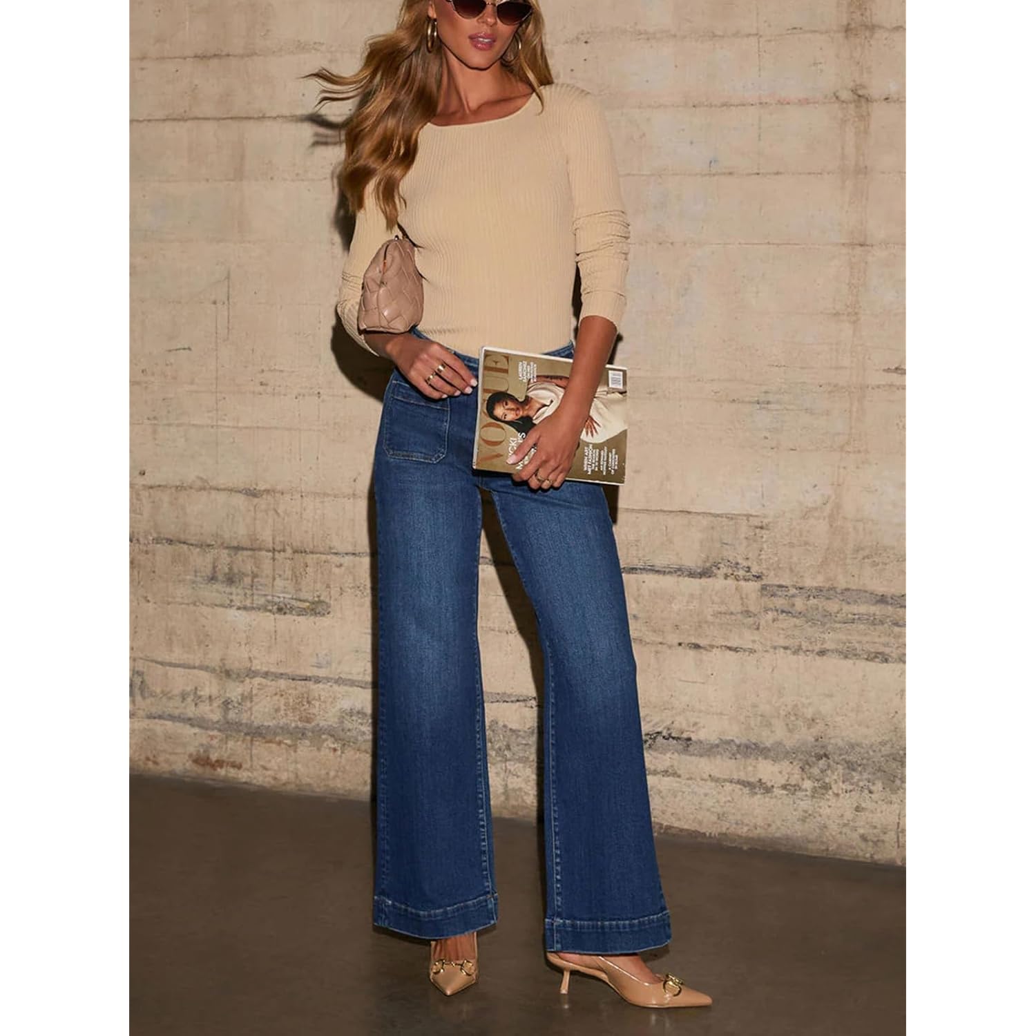 KUNMI Dam wide leg jeans High Waisted straight - Image 5