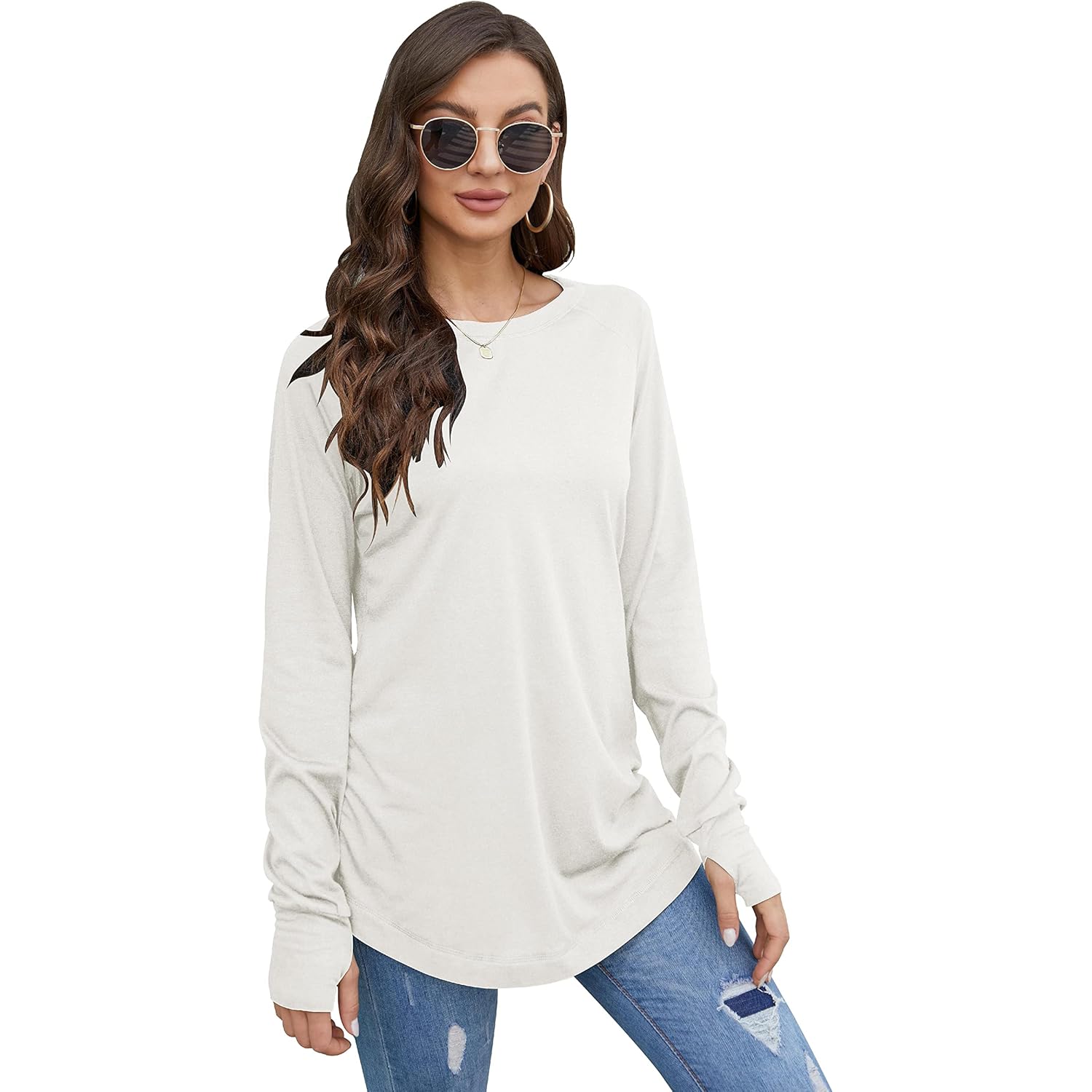 Fisoew Dam Casual långärmad topp rund hals Round - Image 3