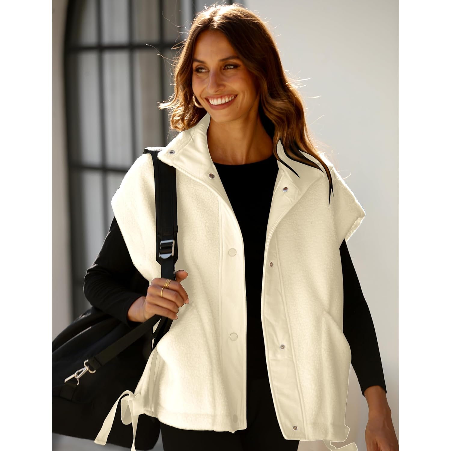 OPCAKM Dam Fuzzy Fleece väst oversized Sleeveless Sherpa - Image 3