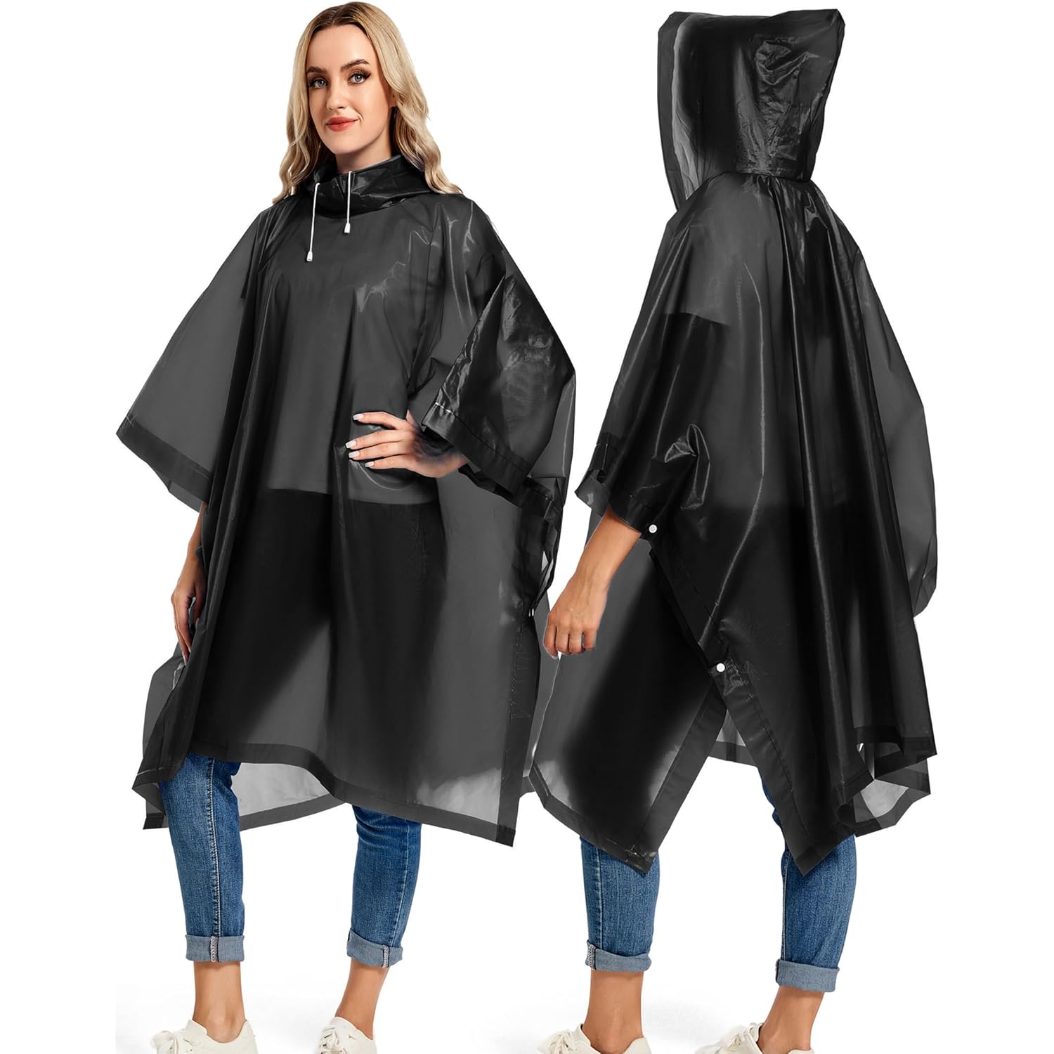 2 Pack Rain Ponchos for Adults Reusable - - Image 5