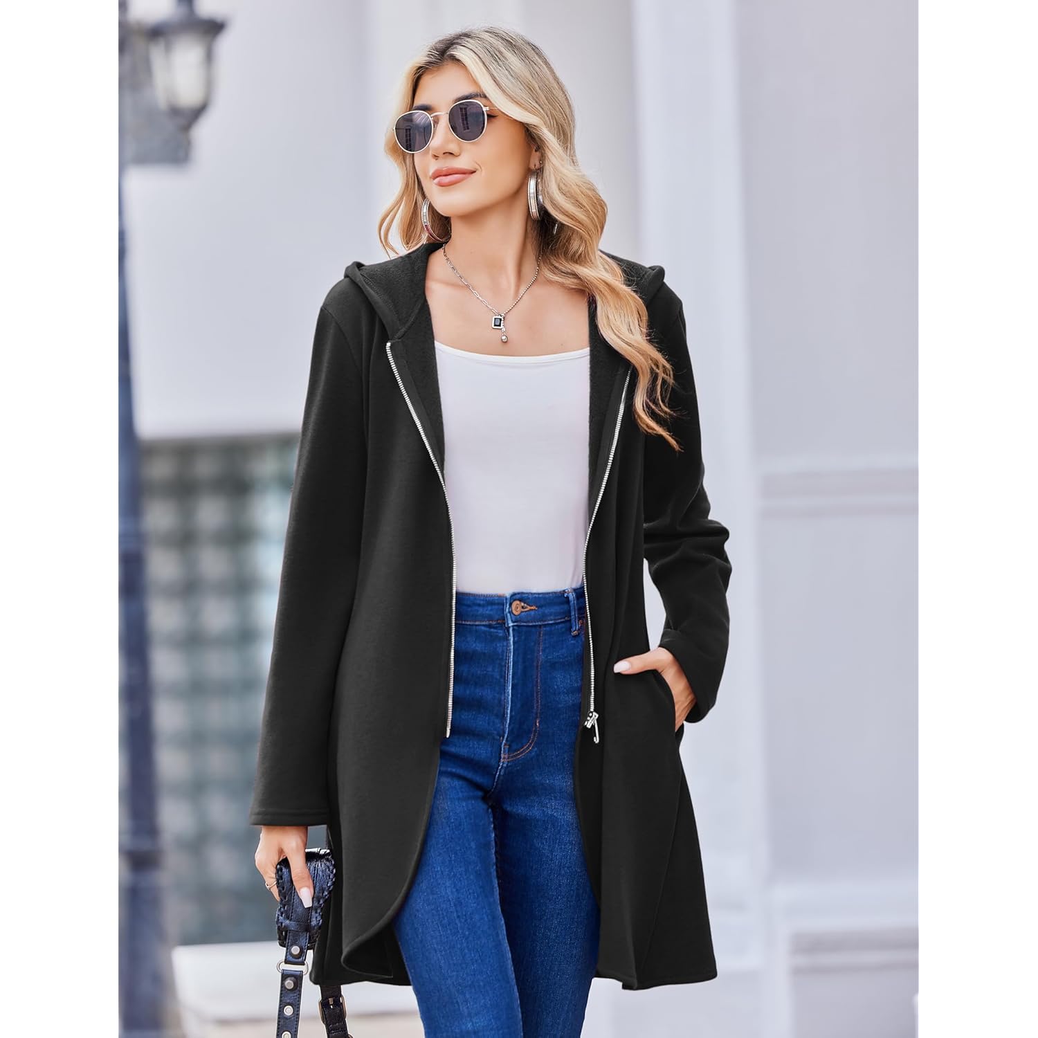 Zeagoo Dam Fall Jacket 2025 dragkedja hoodie Long - Image 4