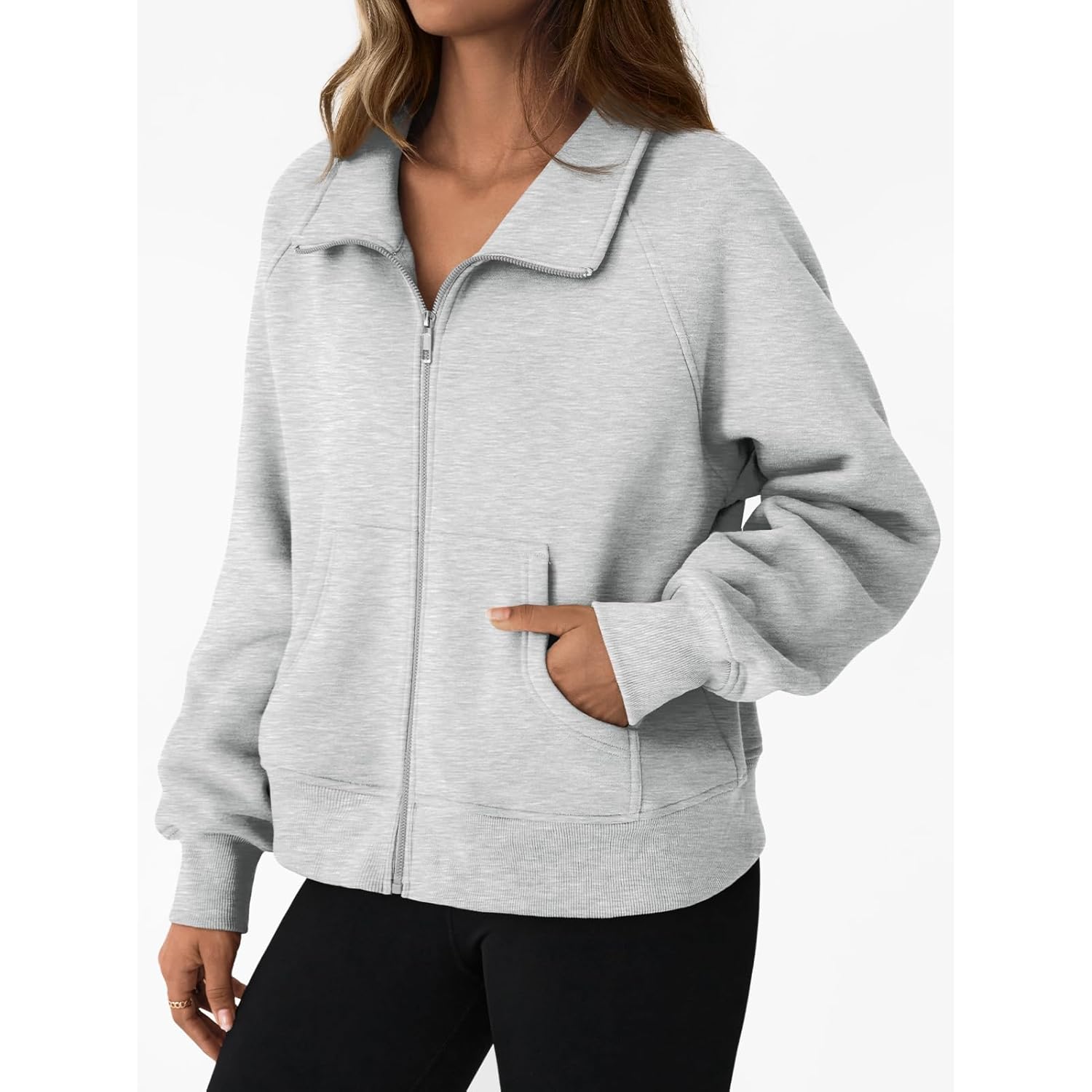 Trendy Queen Dam sweatshirt dragkedja hoodie cropped Crewneck - Image 3