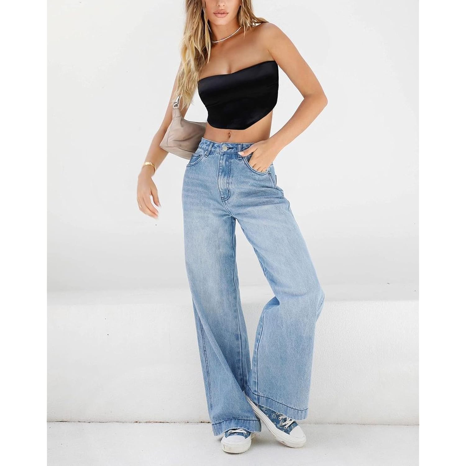 EMMIOL Dam 2025 wide leg jeans Distress Mid