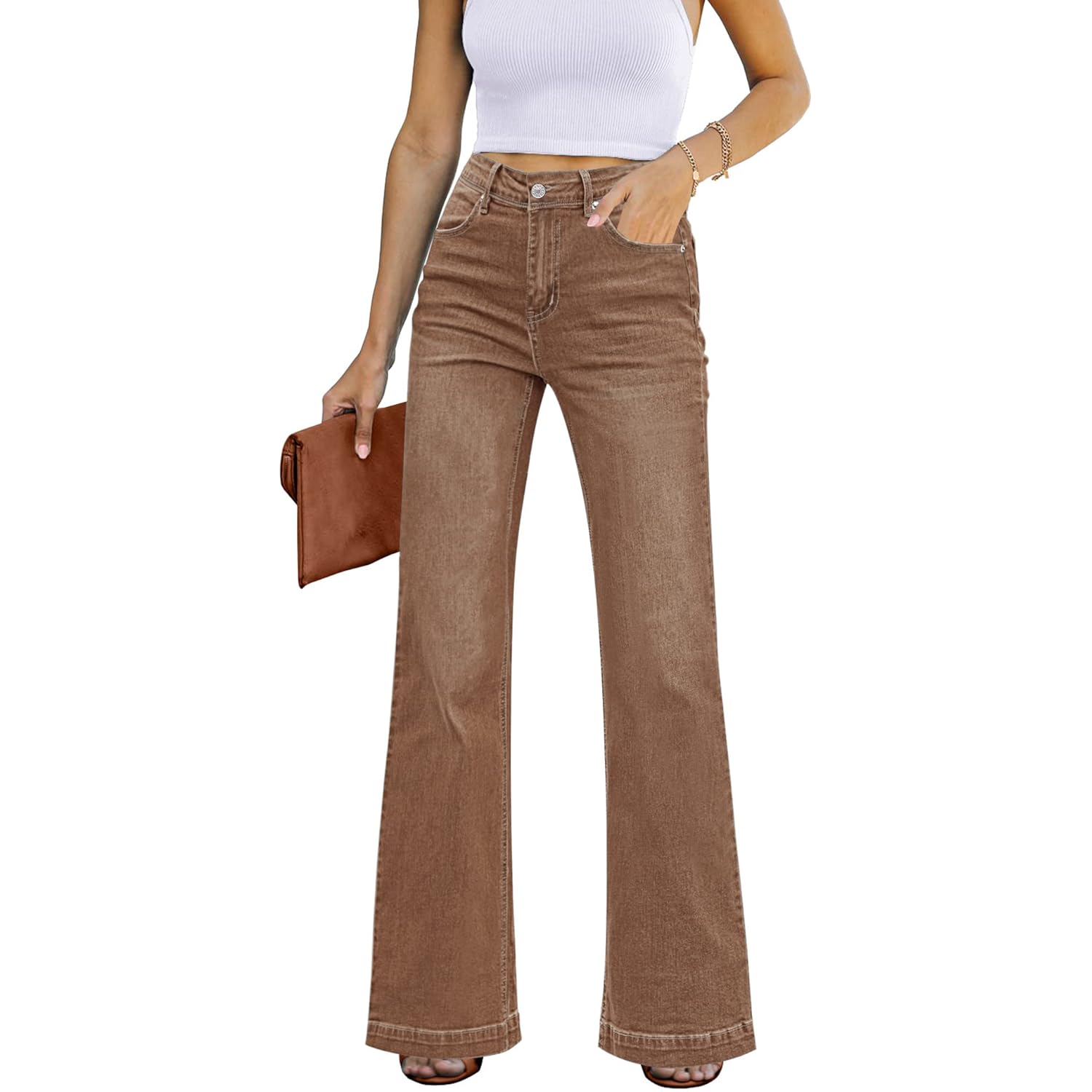 GRAPENT Dam flare jeans High Waisted wide leg