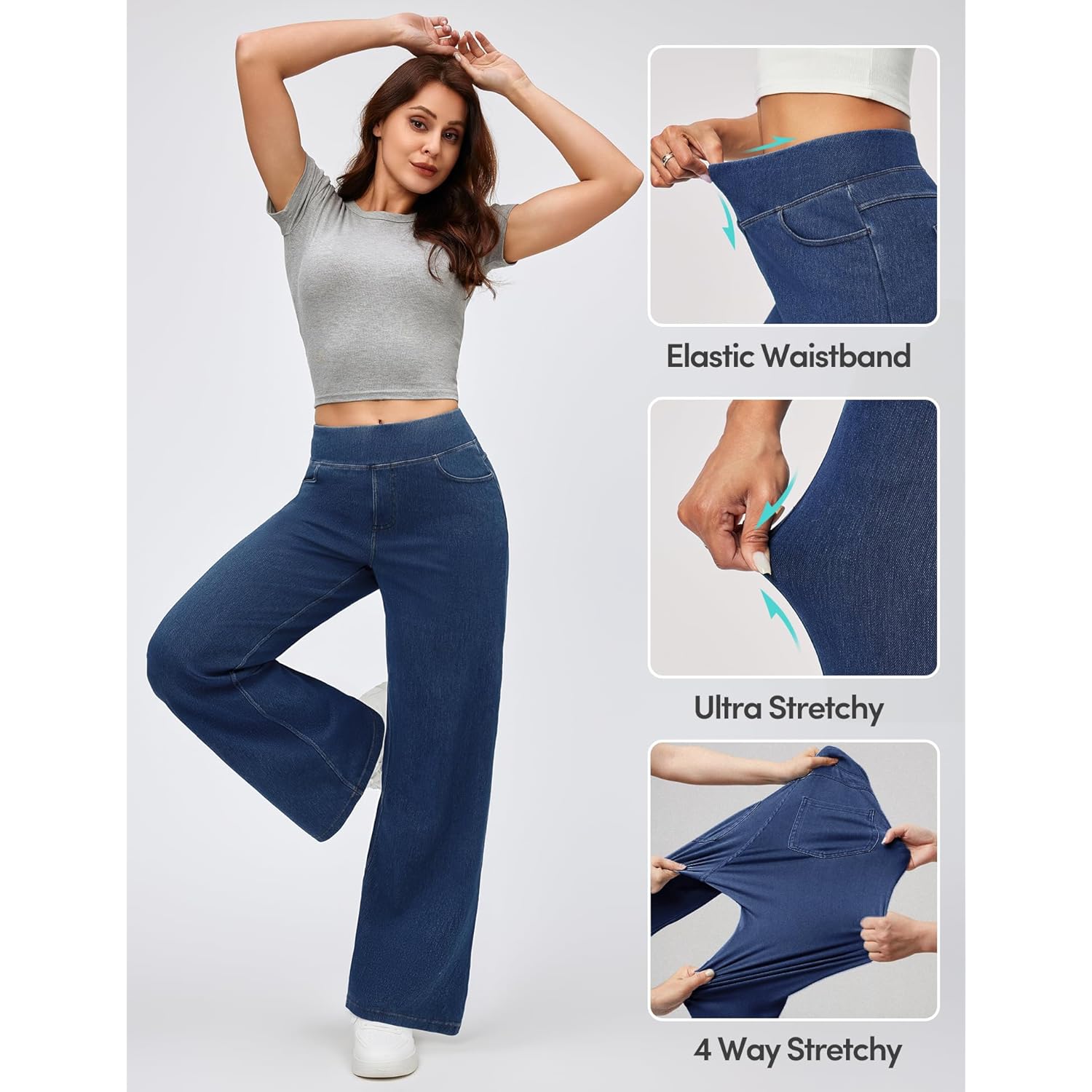 IUGA wide leg jeans Woman High Waisted Pull - Image 3