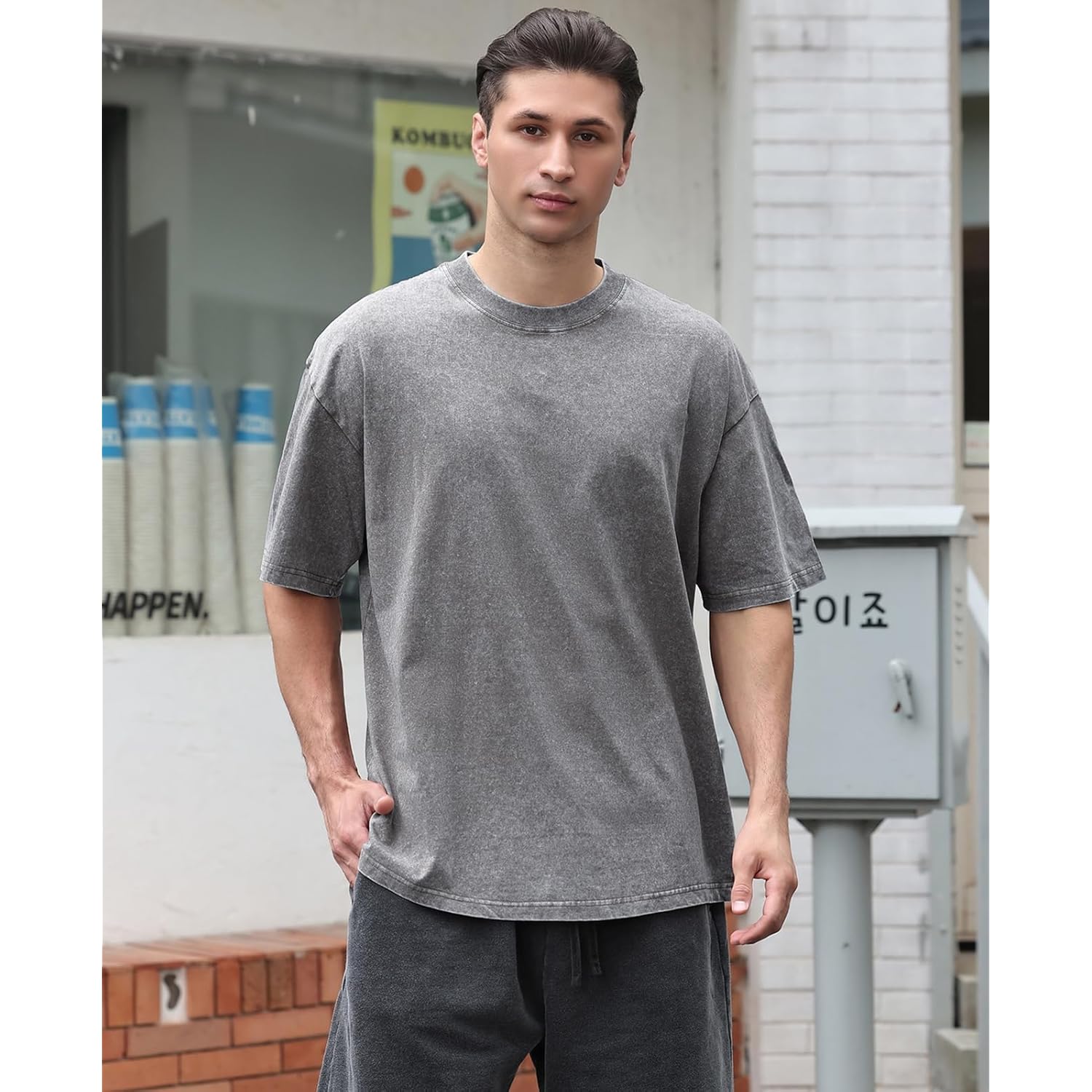 Herr Cotton T-skjorta Oversized Unisex Short Sleeves Casual - Image 3