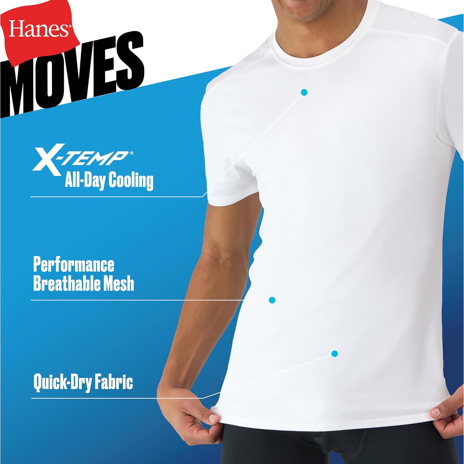Hanes Herr Moves andande Mesh Back t‑shirt, X-Temp - Image 5