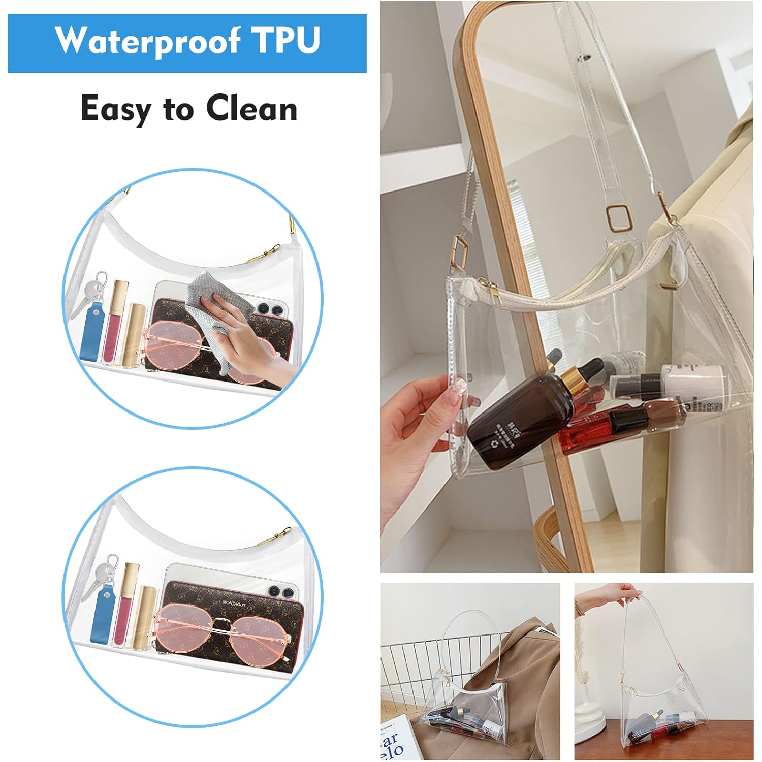 Stadium Approved Bags for Women -axelväska PVC Purse, - Image 4