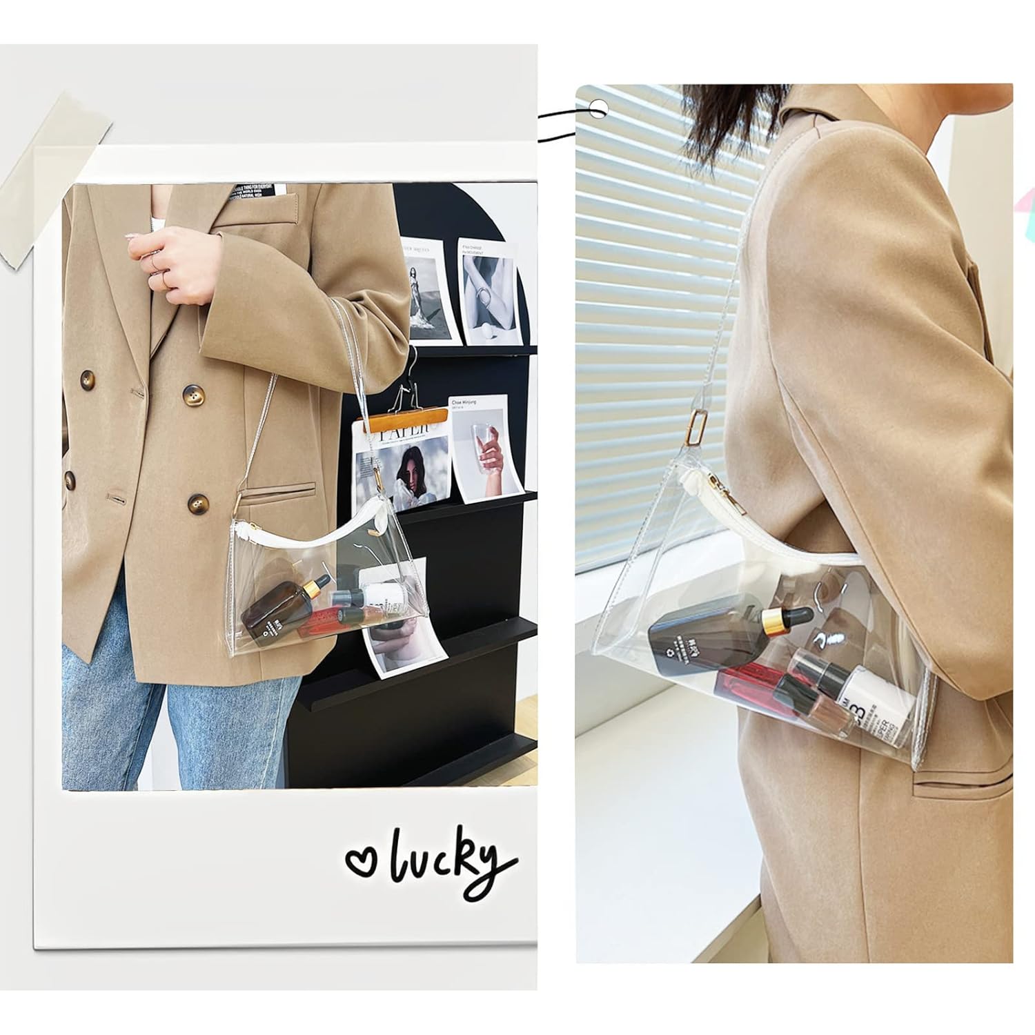 Stadium Approved Bags for Women -axelväska PVC Purse, - Image 5