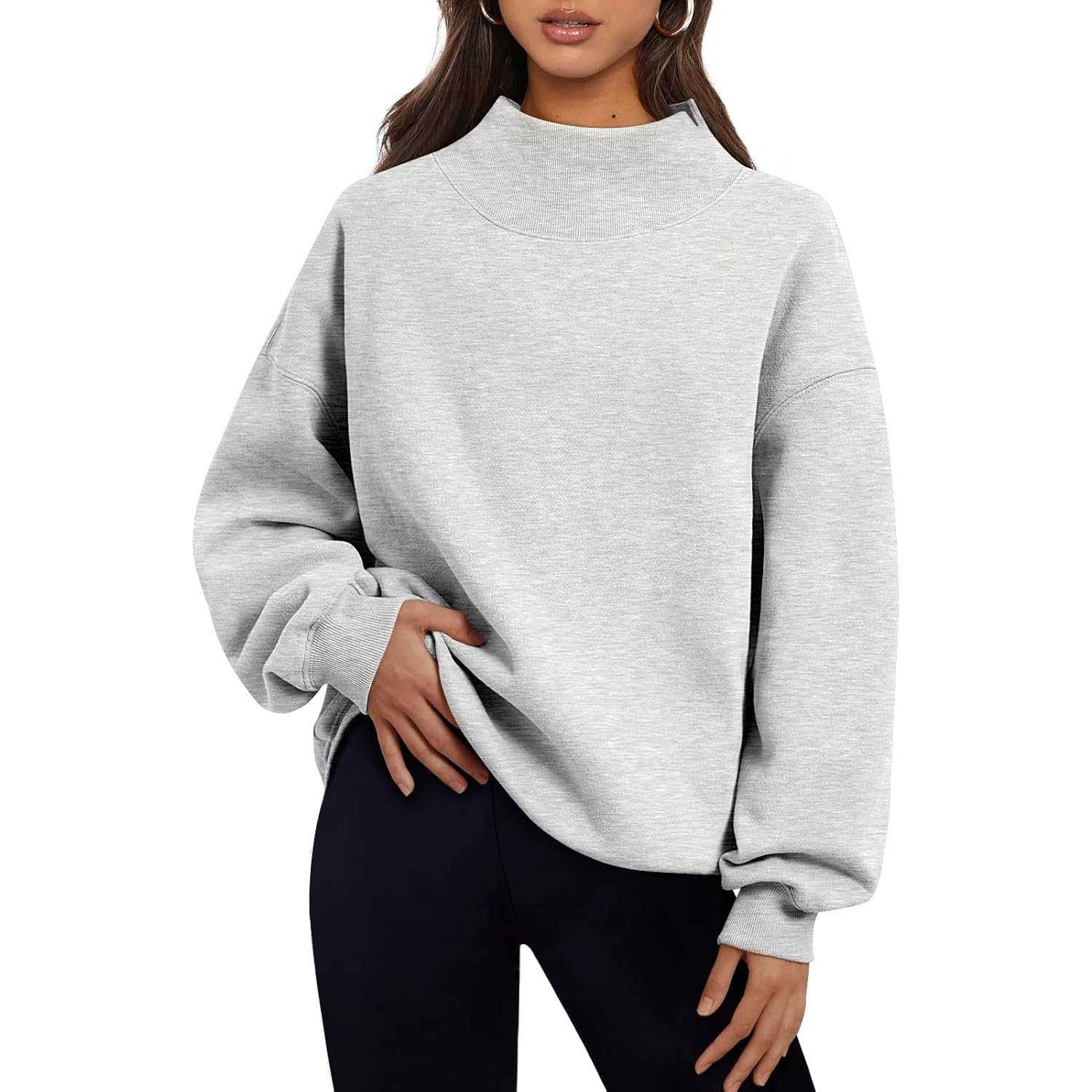 Trendy Queen Dam oversized sweatshirt Turtleneck pullover Long