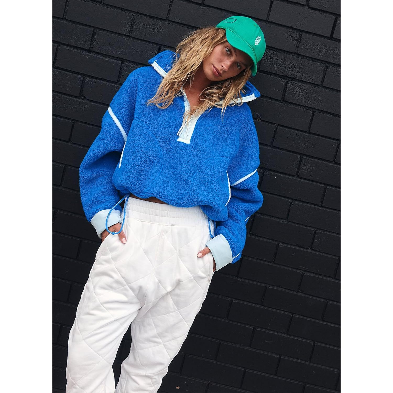 Dam fleece sweatshirt halv dragkedja pullover Long Sleeve - Image 4