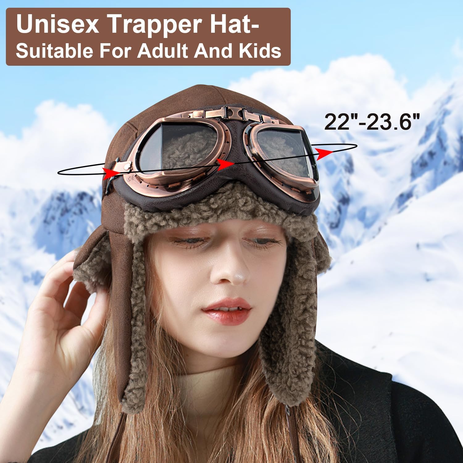Peicees Aviator hatt and Goggles for Adult Kids - Image 4