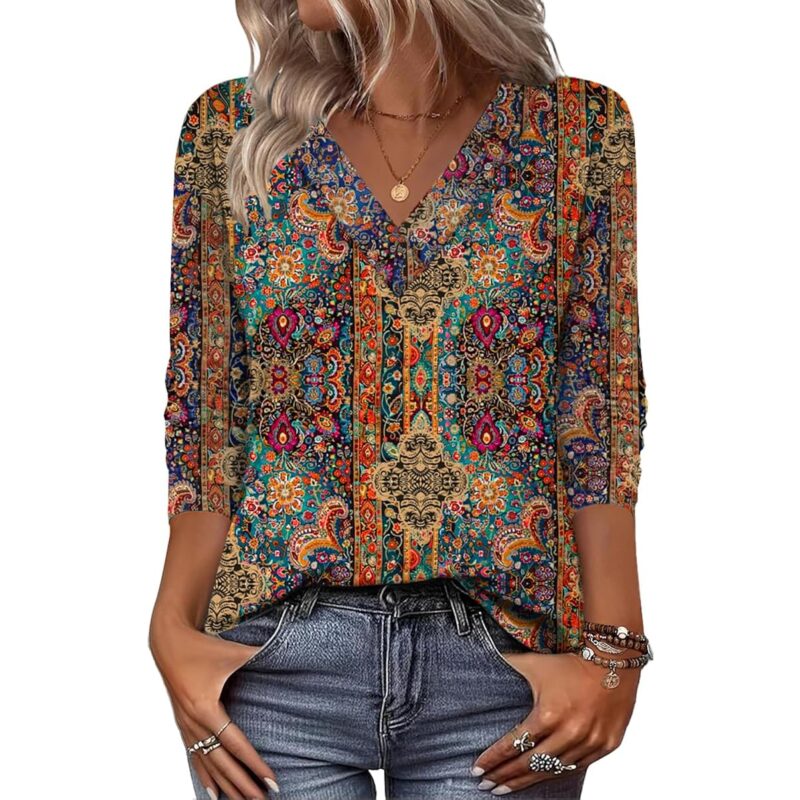 Zeagoo Dam långärmad topp Dressy Casual v‑ringning Tshirts