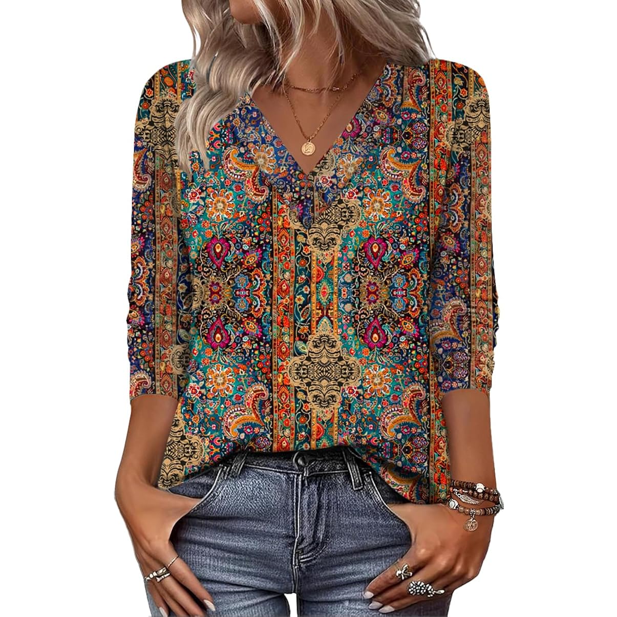 Zeagoo Dam långärmad topp Dressy Casual v‑ringning Tshirts