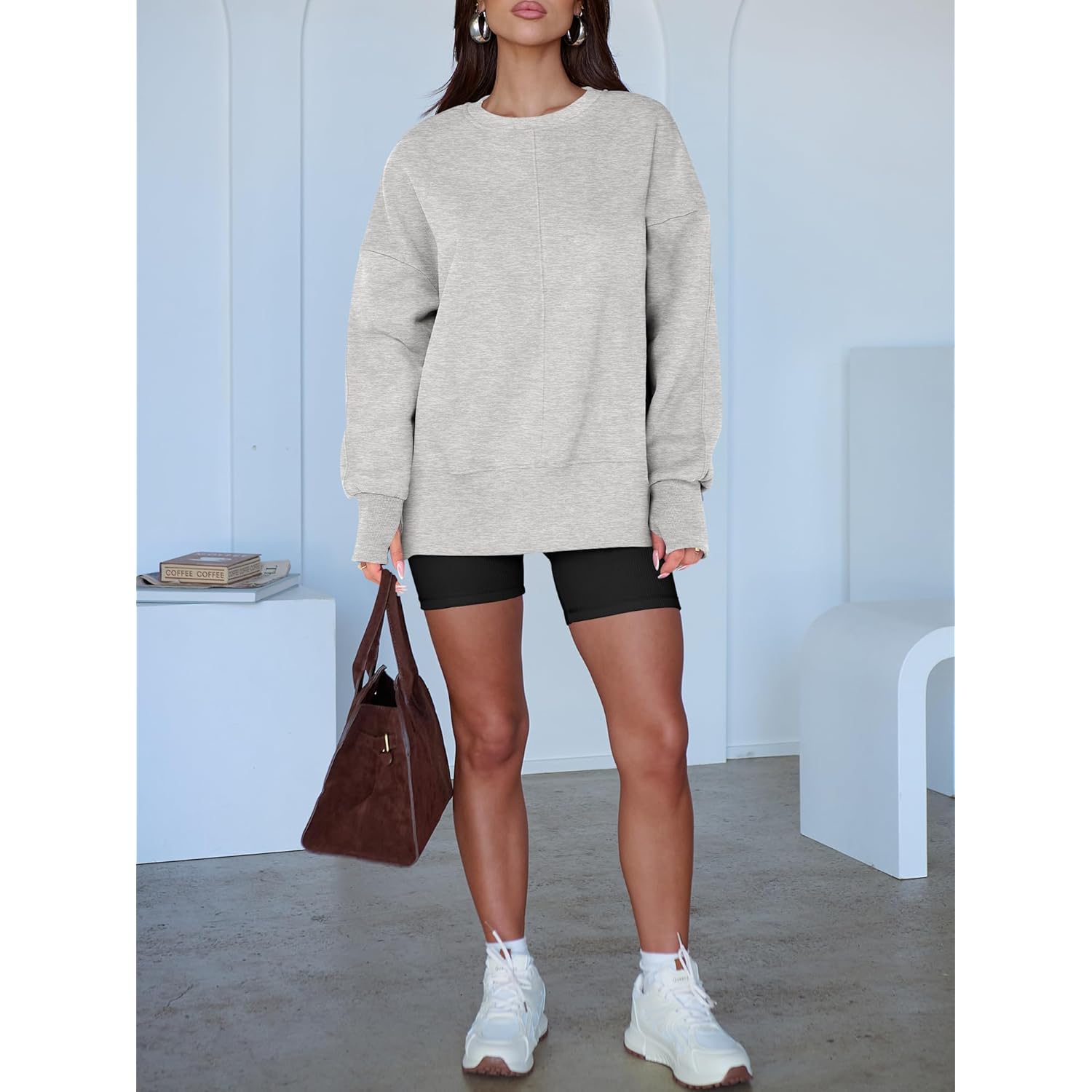 ANRABESS Dam oversized sweatshirt Thumbhole Long Sleeve hoodie - Image 5