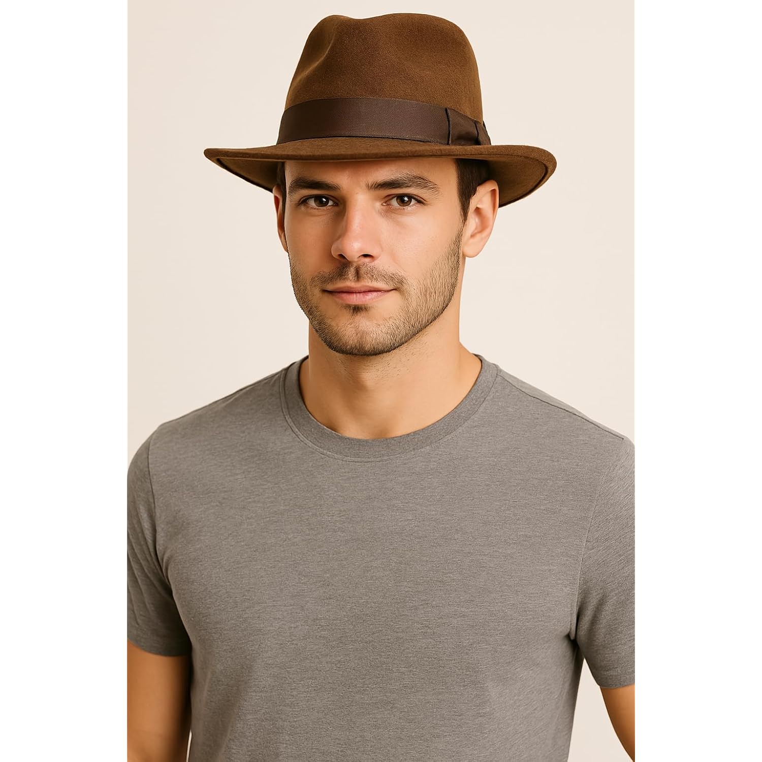 Loxdonz Adult brun fedora hatt - Cosplay Halloween - Image 3
