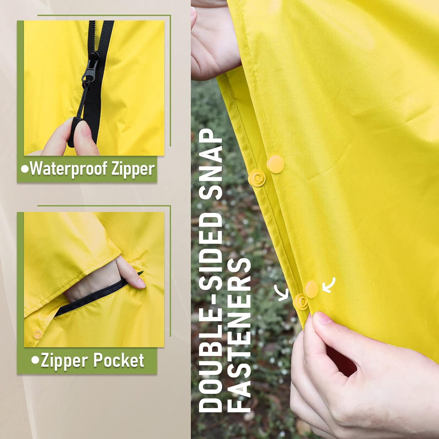 SaphiRose Unisex Rain Poncho Raincoat Hooded for Adults - Image 4