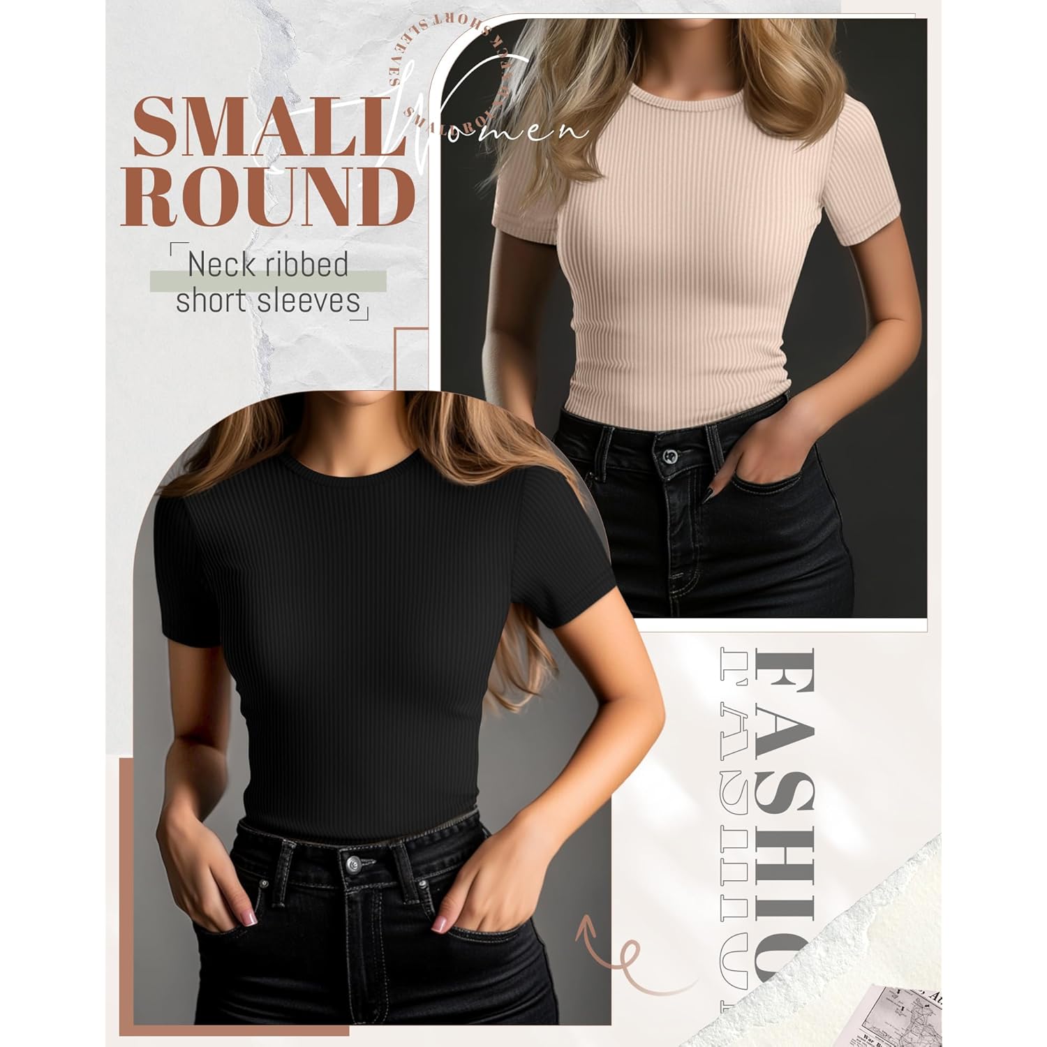 Ficerd 3 Pack Dam ribb t‑skjorta, bomull kortärmad - Image 3