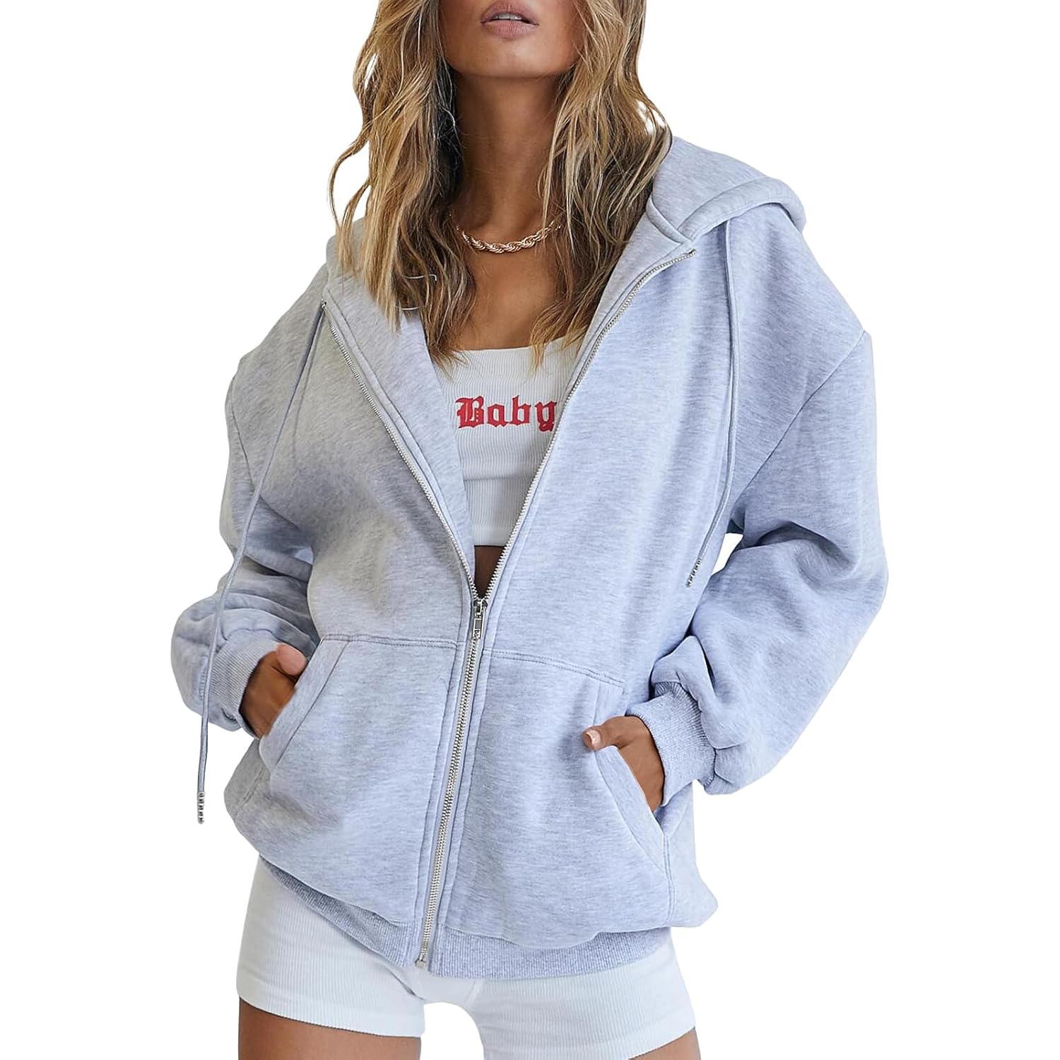 Trendy Queen Dam dragkedja hoodie oversized sweatshirt Fall