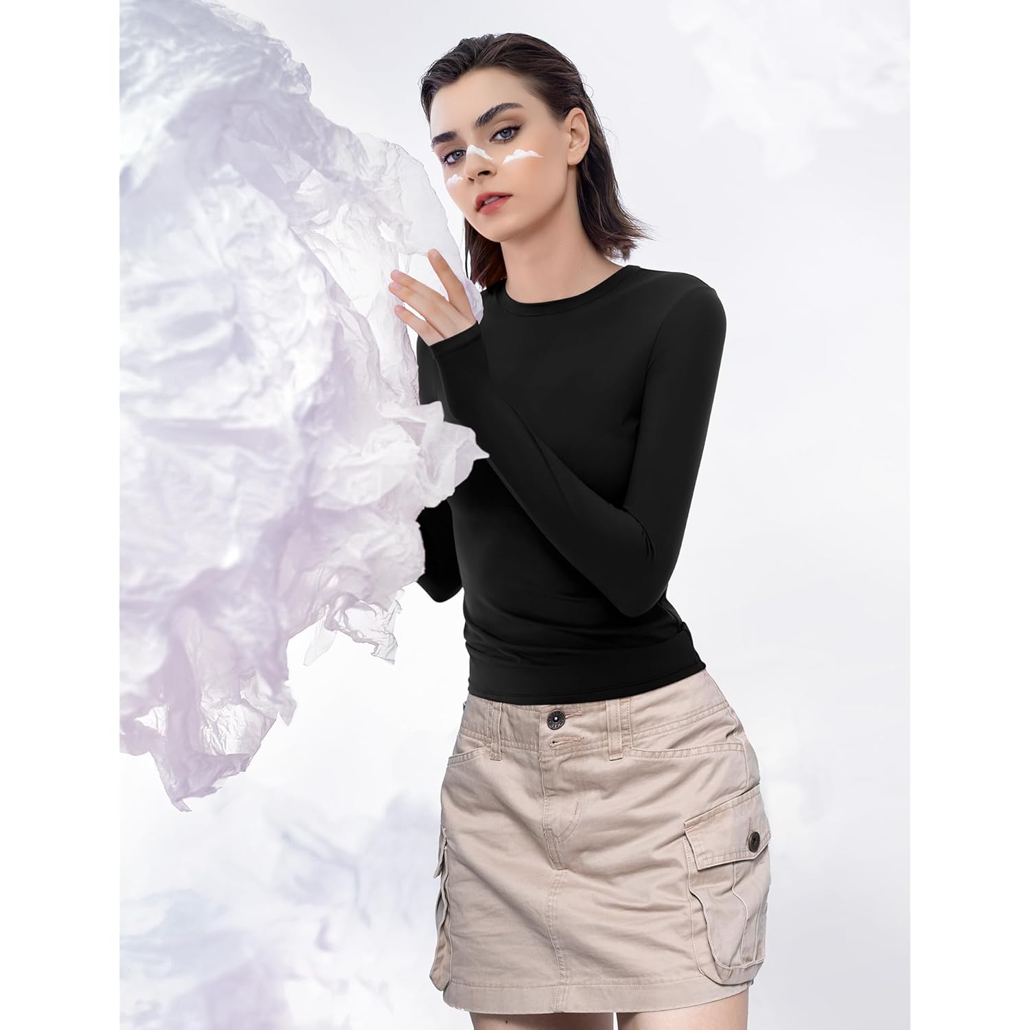 PUMIEY Dam långärmad T skjorta rund hals slim - Image 5