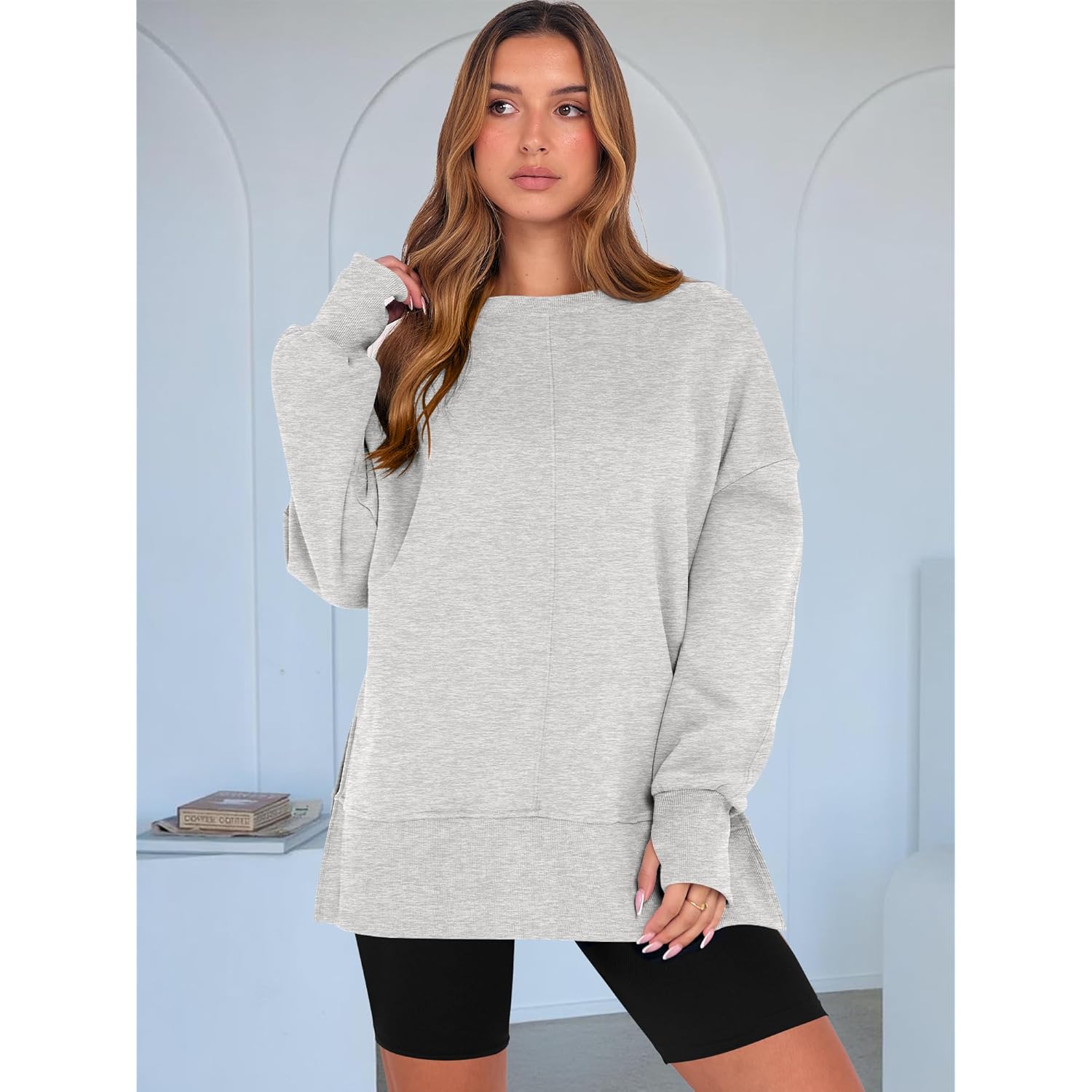 ANRABESS Dam oversized sweatshirt Thumbhole Long Sleeve hoodie - Image 2