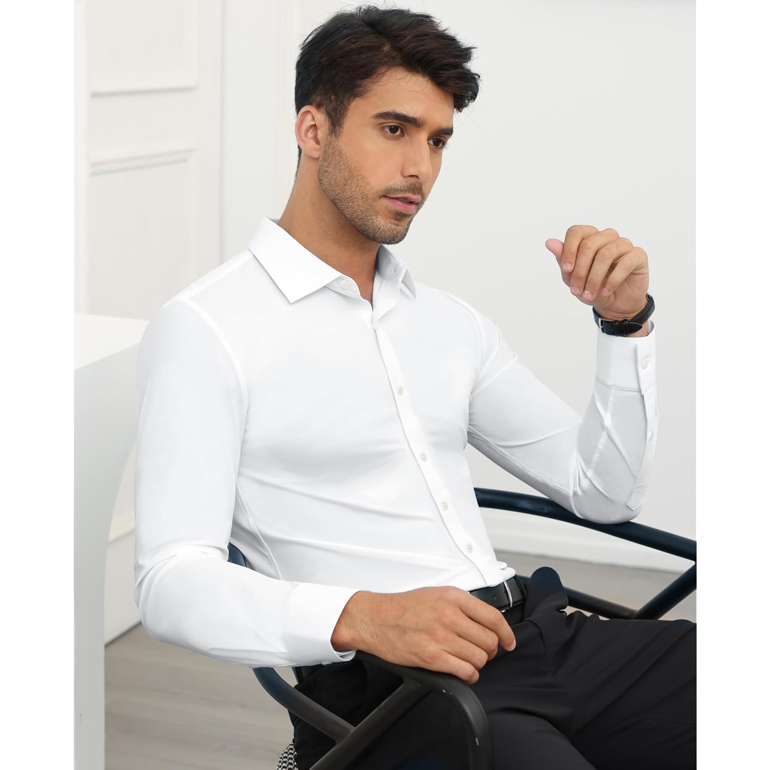 Lion Nardo Stretch Herr Dress skjorta långärmad slim - Image 5