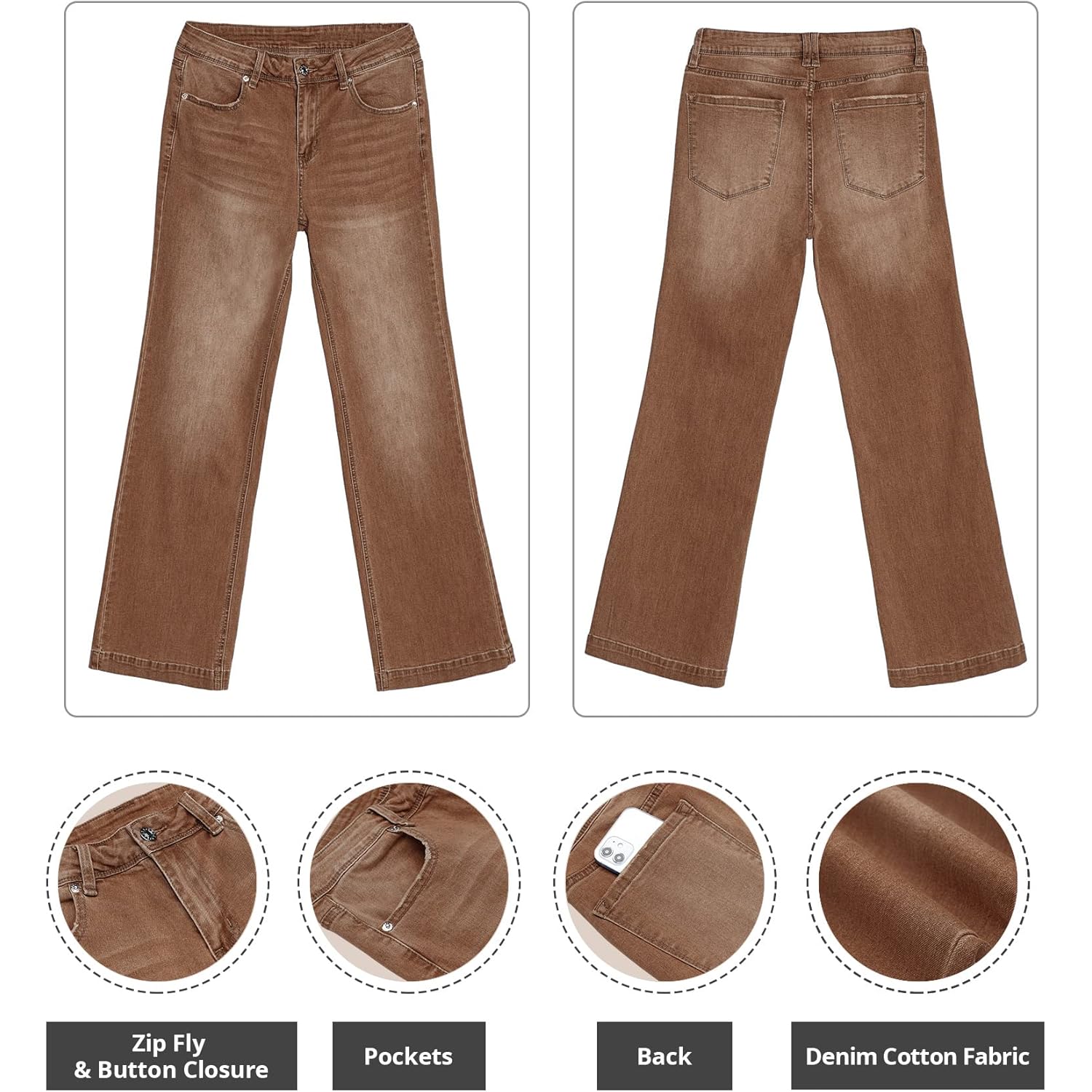 GRAPENT Dam flare jeans High Waisted wide leg - Image 6