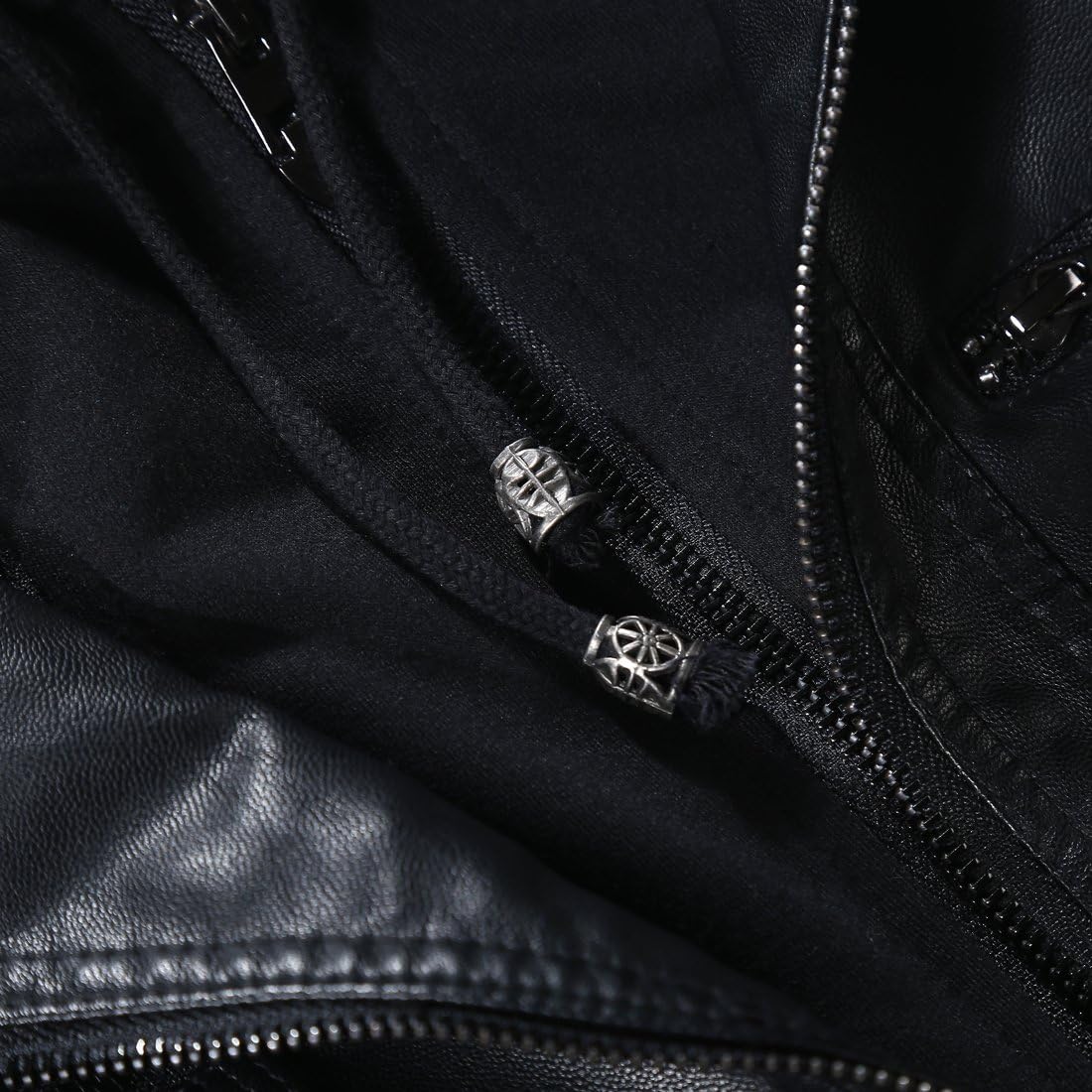 Tanming Dam Faux läder jacka Hooded Moto Biker - Image 6