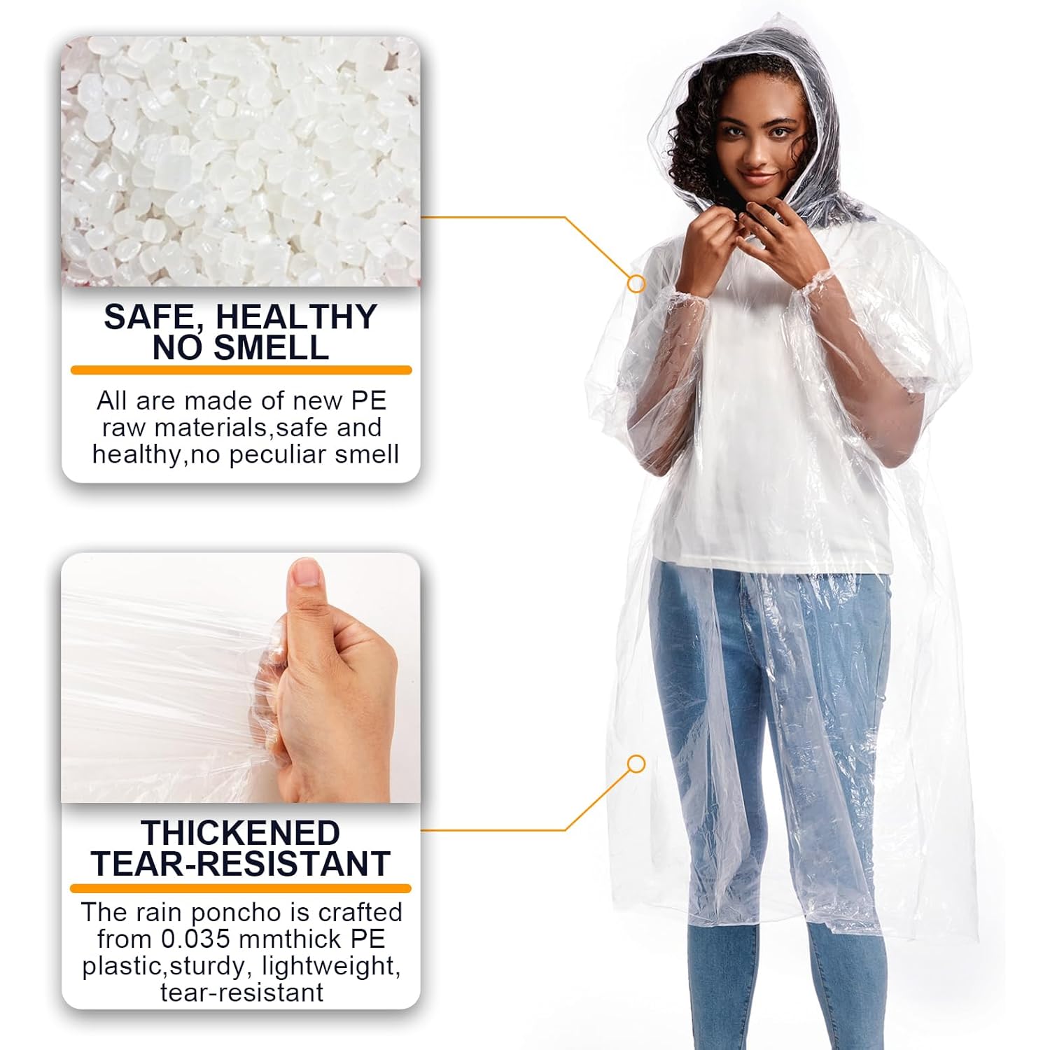 ALBRY Disposable Rain Ponchos for Adults with Drawstring - Image 3