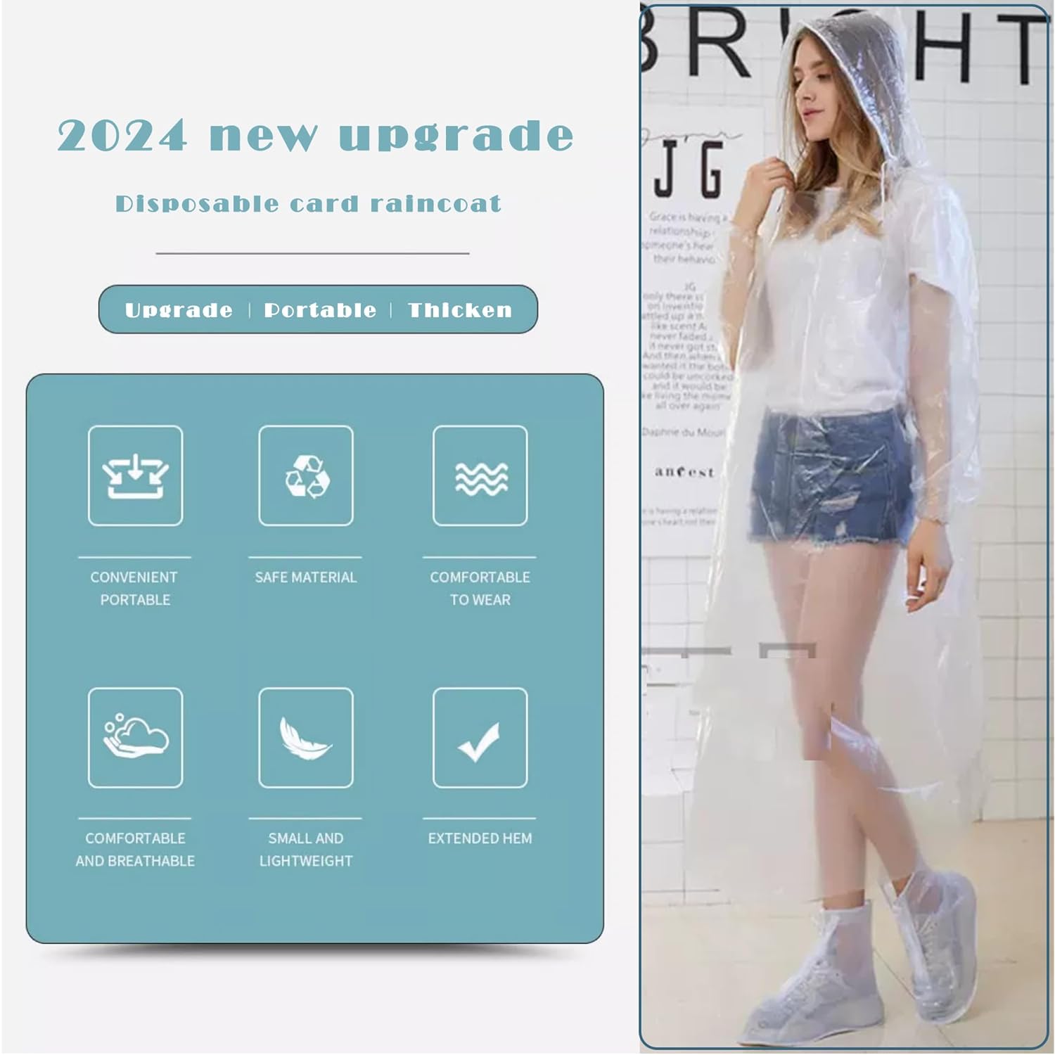 10 Pack Disposable Rain Ponchos for Adults, Card-Sized - Image 5