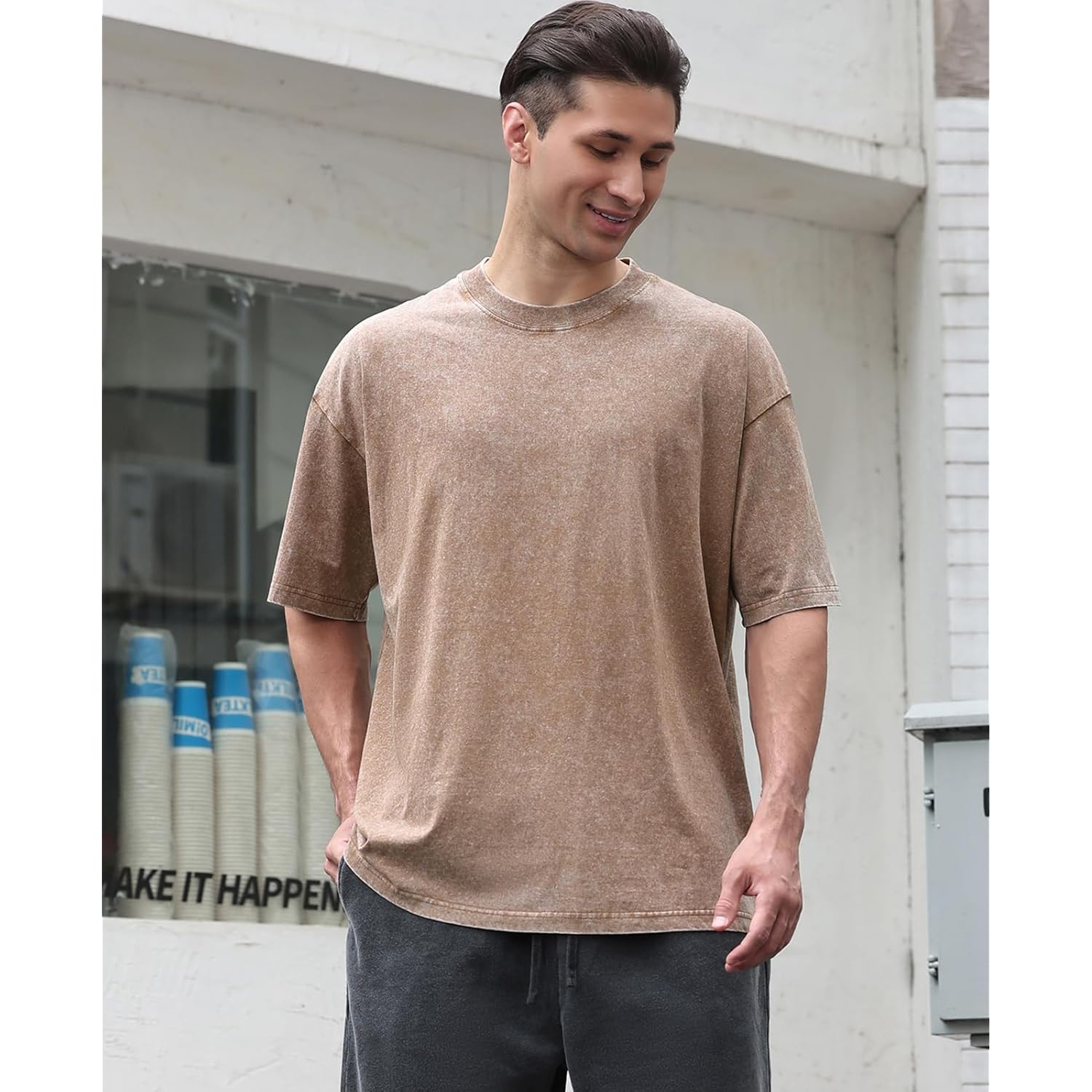 Herr Cotton T-skjorta Oversized Unisex Short Sleeves Casual - Image 2