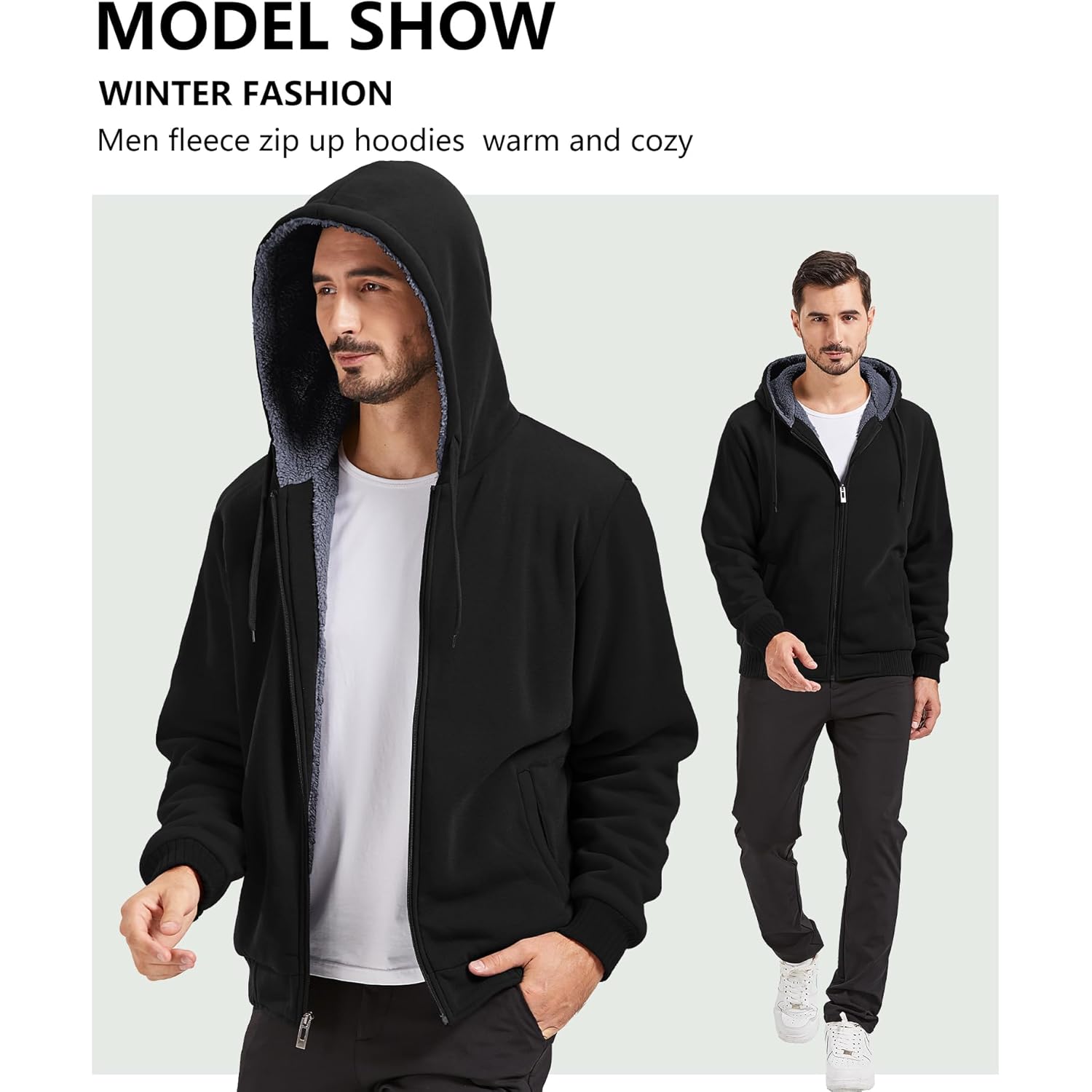 GEEK LIGHTING Men’s Fleece-Lined Zip Up Hoodie, Thick - Image 5