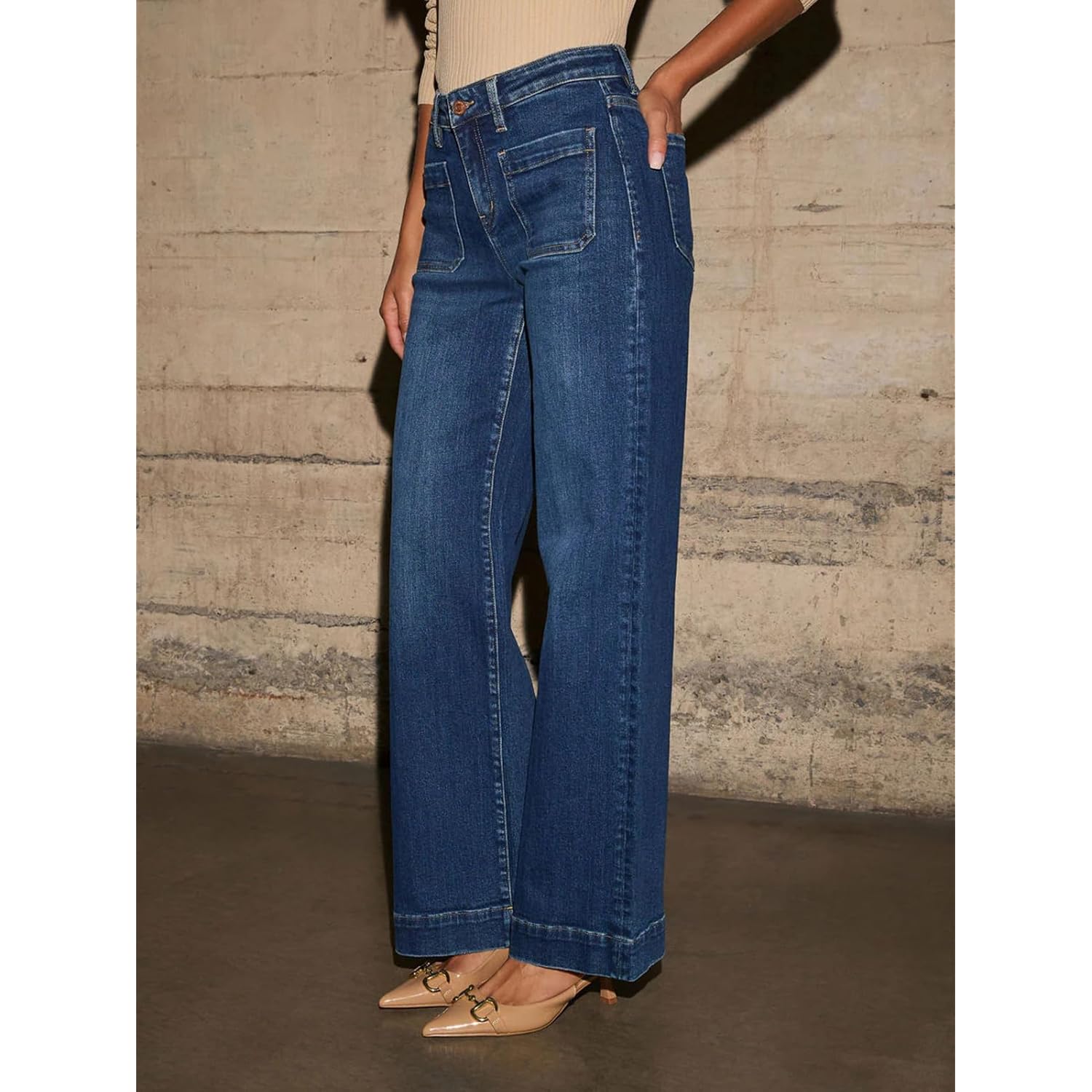 KUNMI Dam wide leg jeans High Waisted straight - Image 2