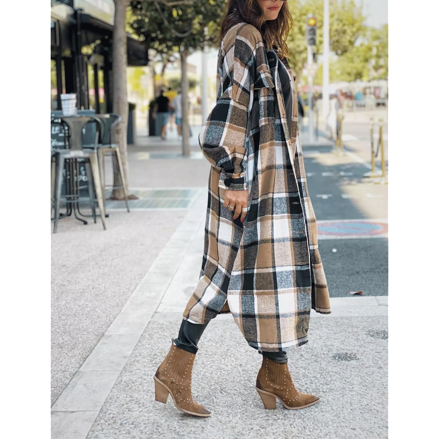 SKIKYAN Dam Fall Flannel Plaid Shacket Jacket oversized - Image 2