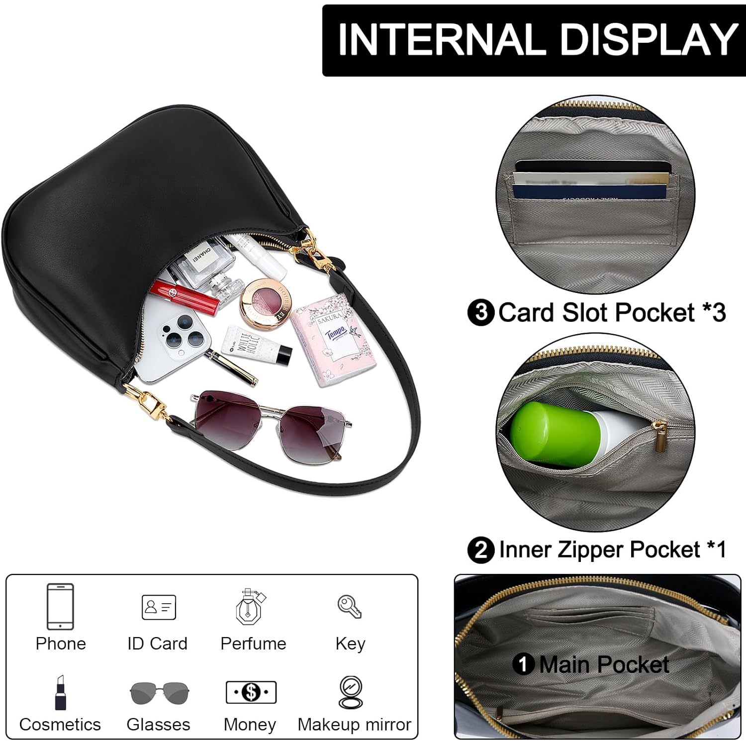 KKXIU axelväska for Women Cute Hobo Purses and - Image 4