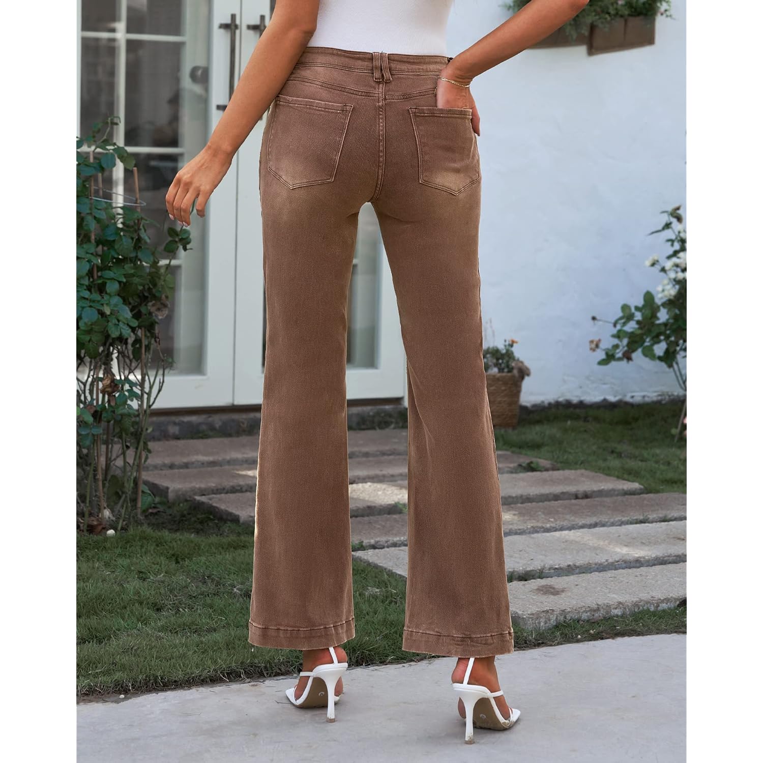 GRAPENT Dam flare jeans High Waisted wide leg - Image 3