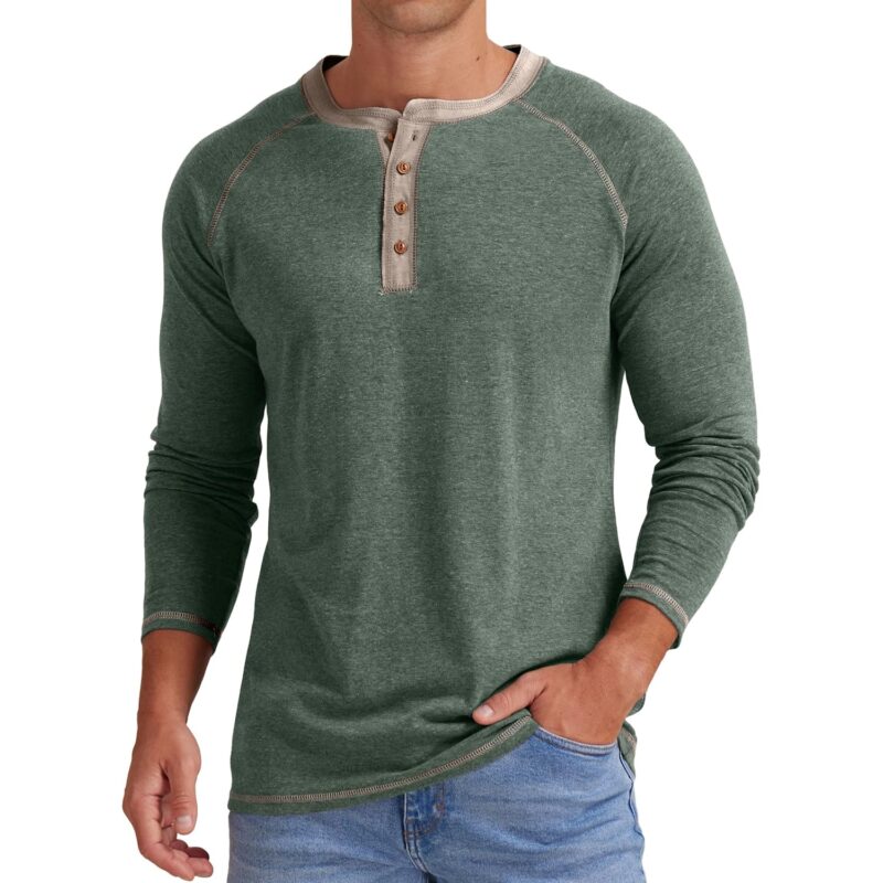 Sailwind Herr Henley Long/kortärmad t‑shirt bomull Casual Shirt