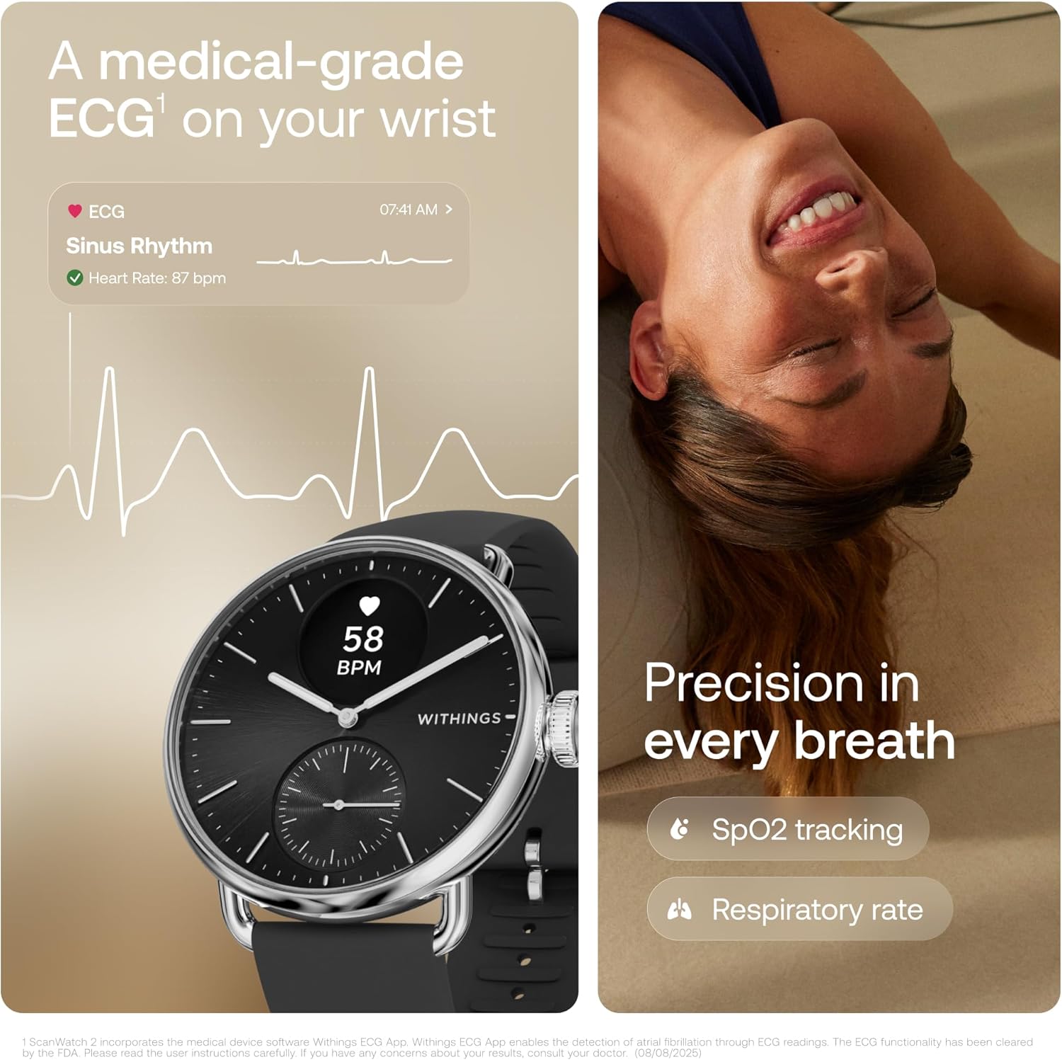 Withings ScanWatch 2 - Hybrid Smart klocka, Heart - Image 4