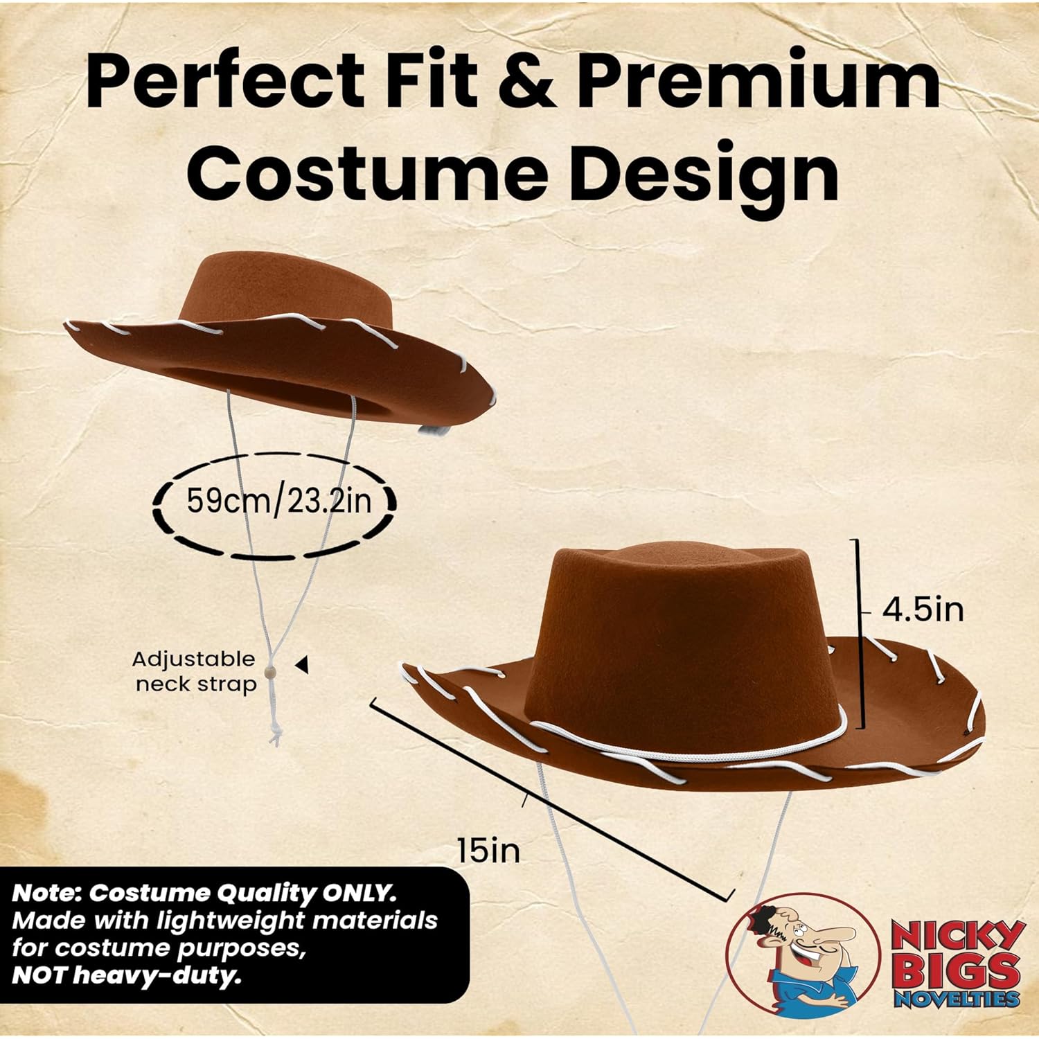 Nicky Bigs Novelties Adult Western Sheriff Costume hatt - Image 3