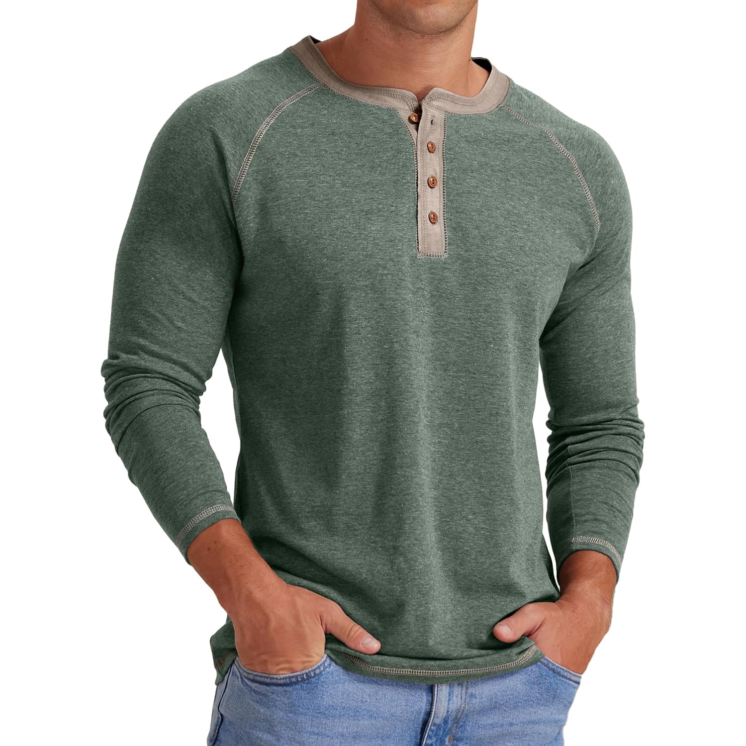 Sailwind Herr Henley Long/kortärmad t‑shirt bomull Casual Shirt - Image 2
