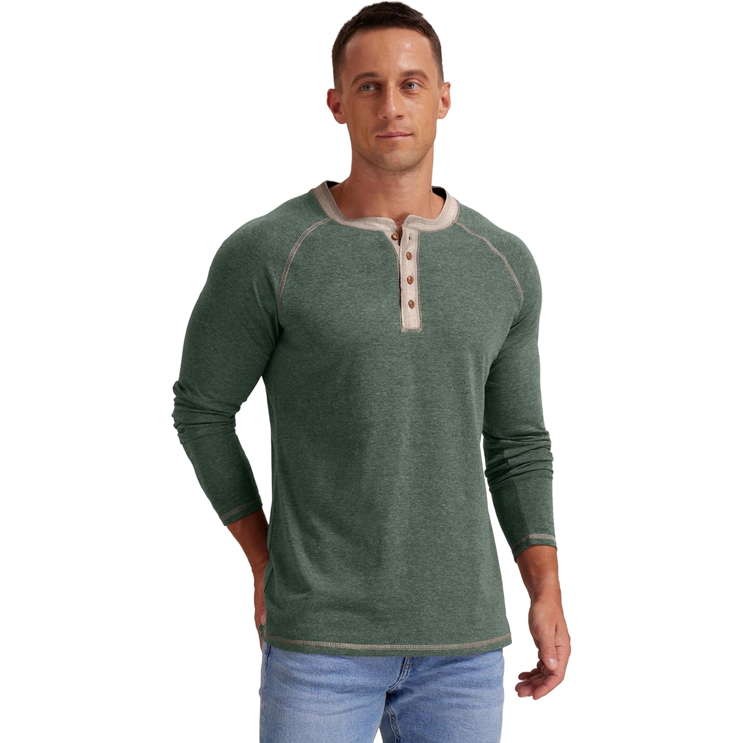 Sailwind Herr Henley Long/kortärmad t‑shirt bomull Casual Shirt - Image 6
