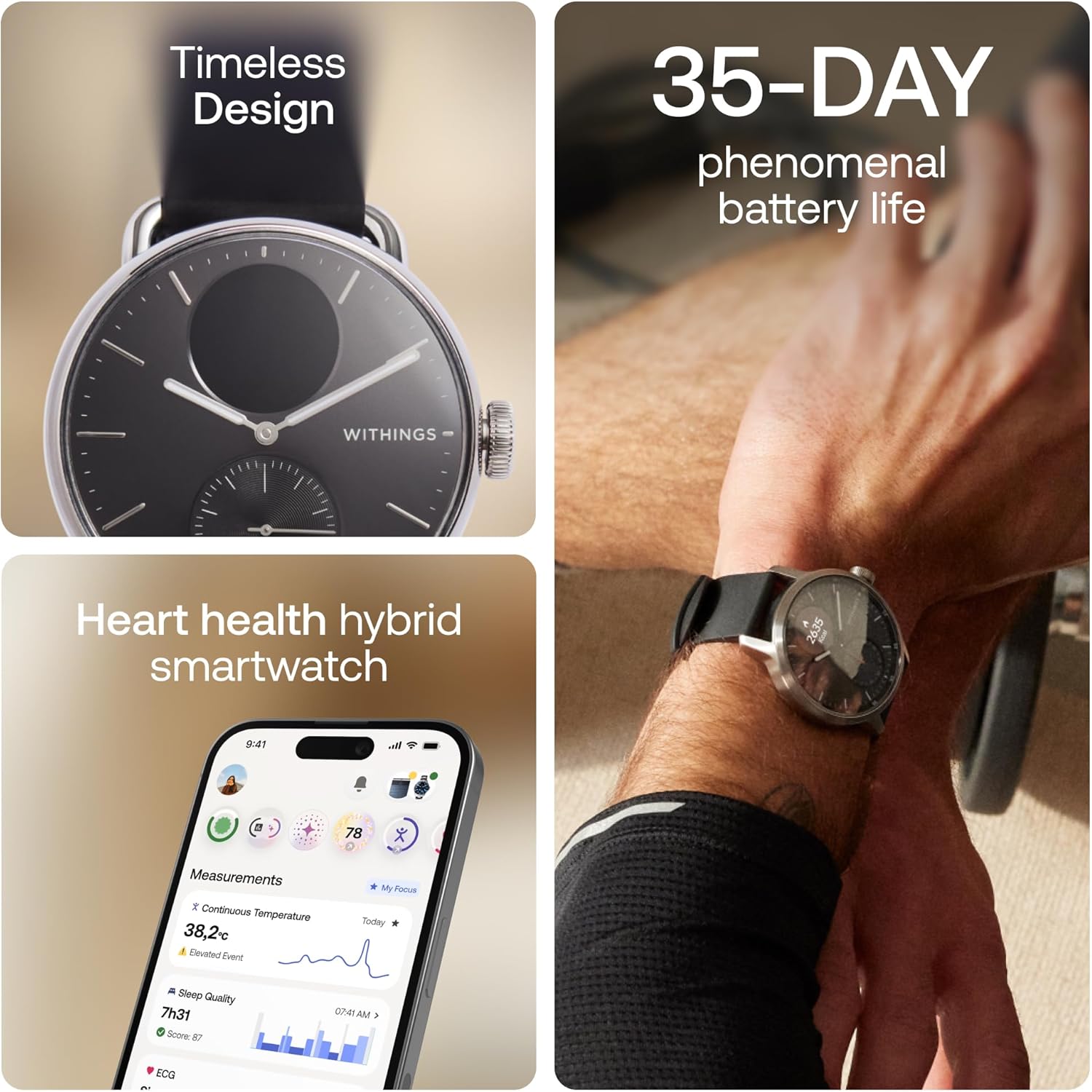 Withings ScanWatch 2 - Hybrid Smart klocka, Heart - Image 2