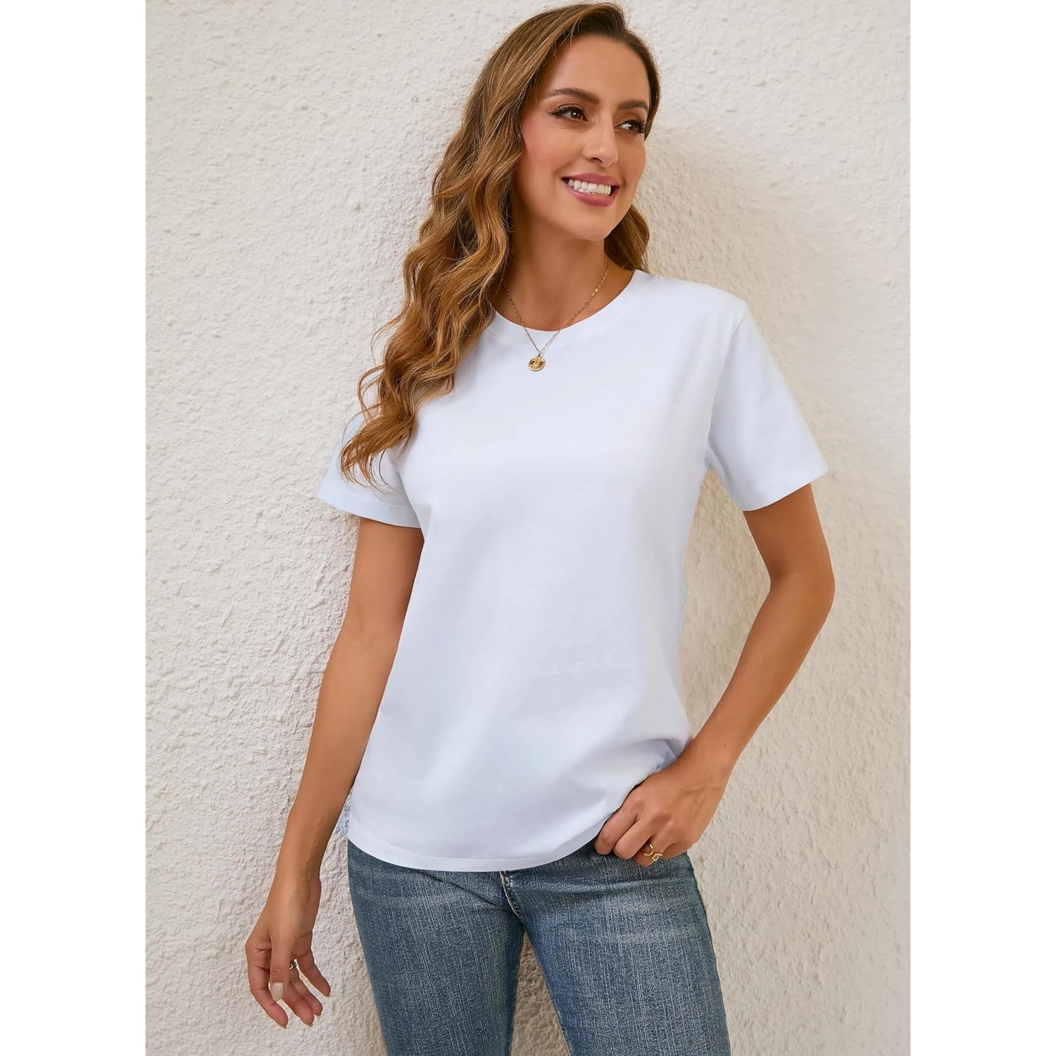 Bomull Basic T skjorta for Dam,rund hals kortärmad - Image 2