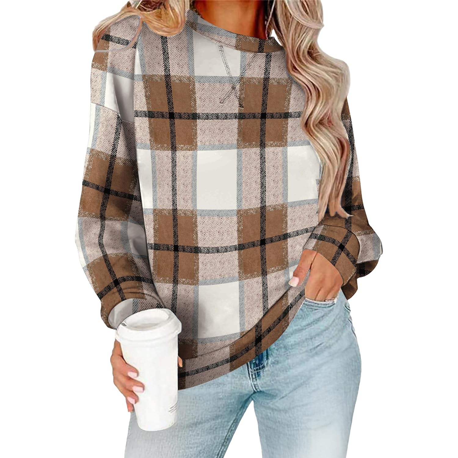 RUMIA Dam Crew Neck sweatshirt Loose pullover Long - Image 2